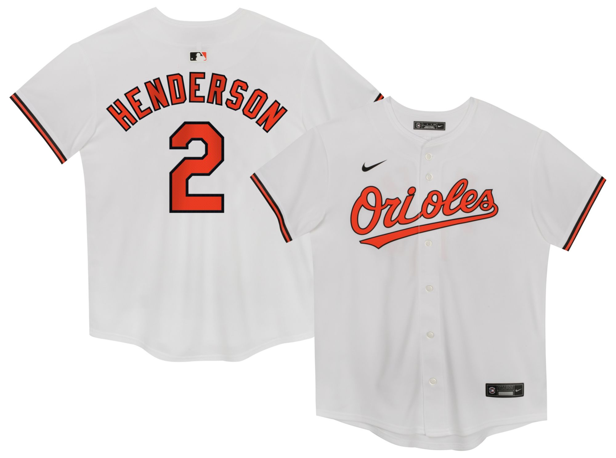Nike Boys' Baltimore Orioles White Gunnar Henderson #2 Home Game