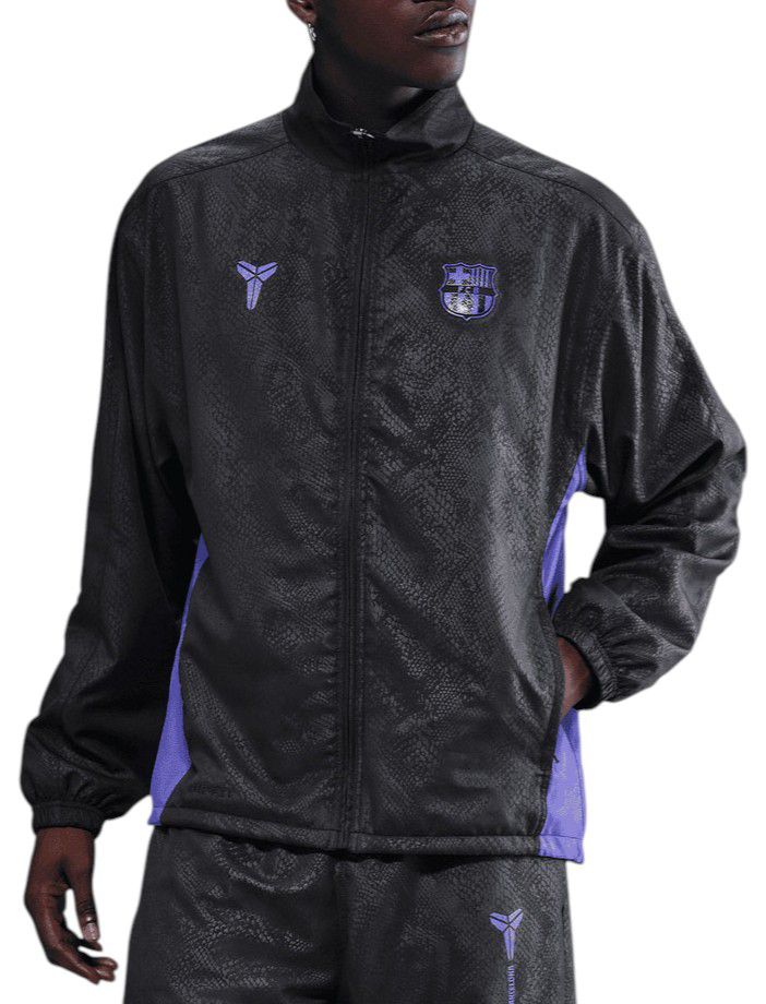 Nike Men's Barcelona 2025 Black Away Team Logo Full-Zip Track