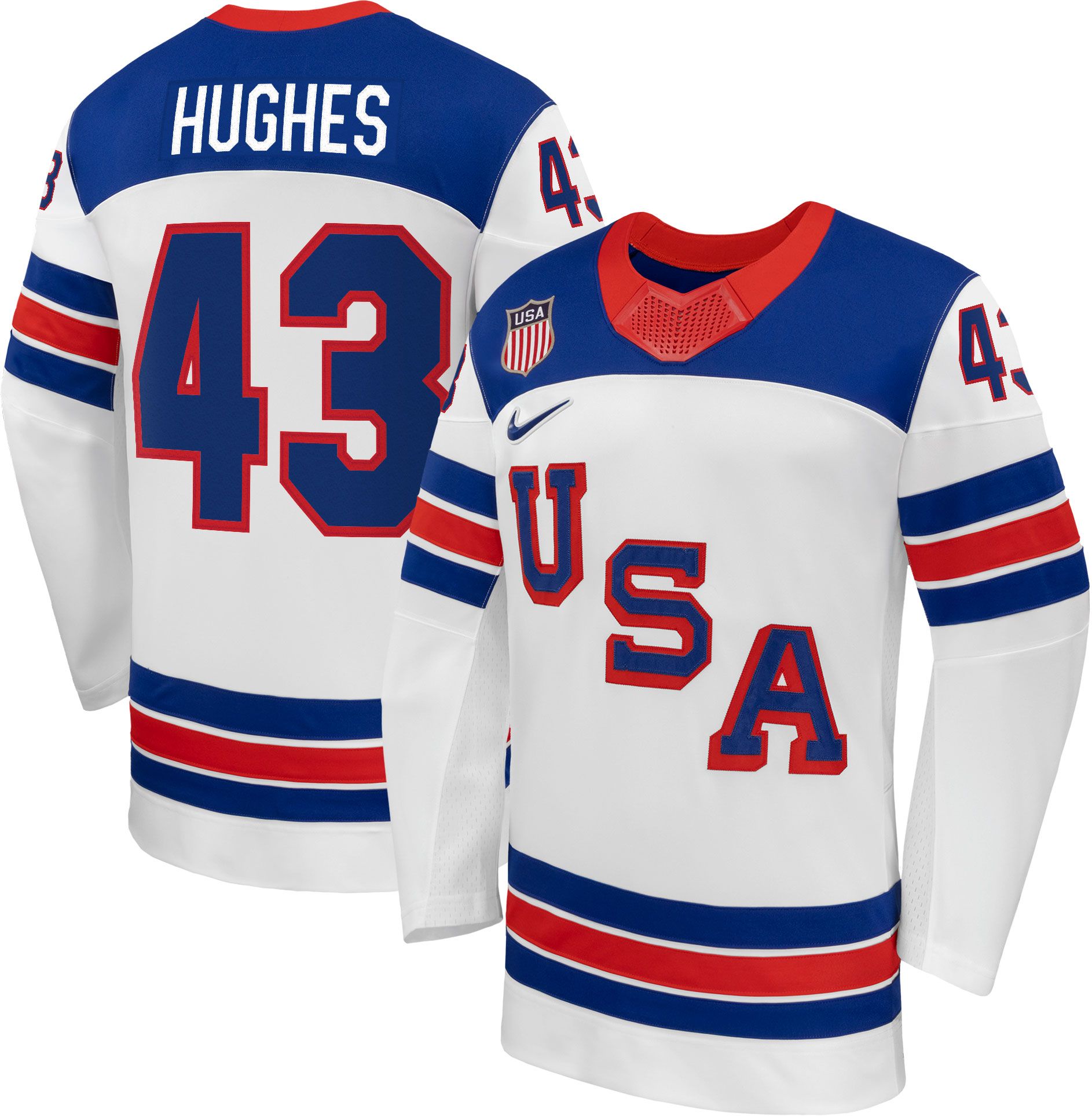 Nike Adult Team USA Quinn Hughes #43 Replica White Jersey | Dick's