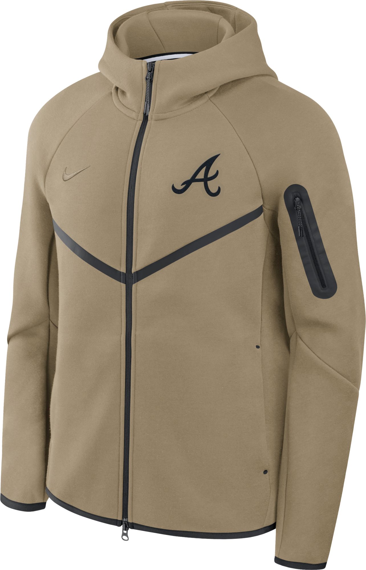 Nike Men's Atlanta Braves Olive Tech Fleece Windrunner Full-Zip