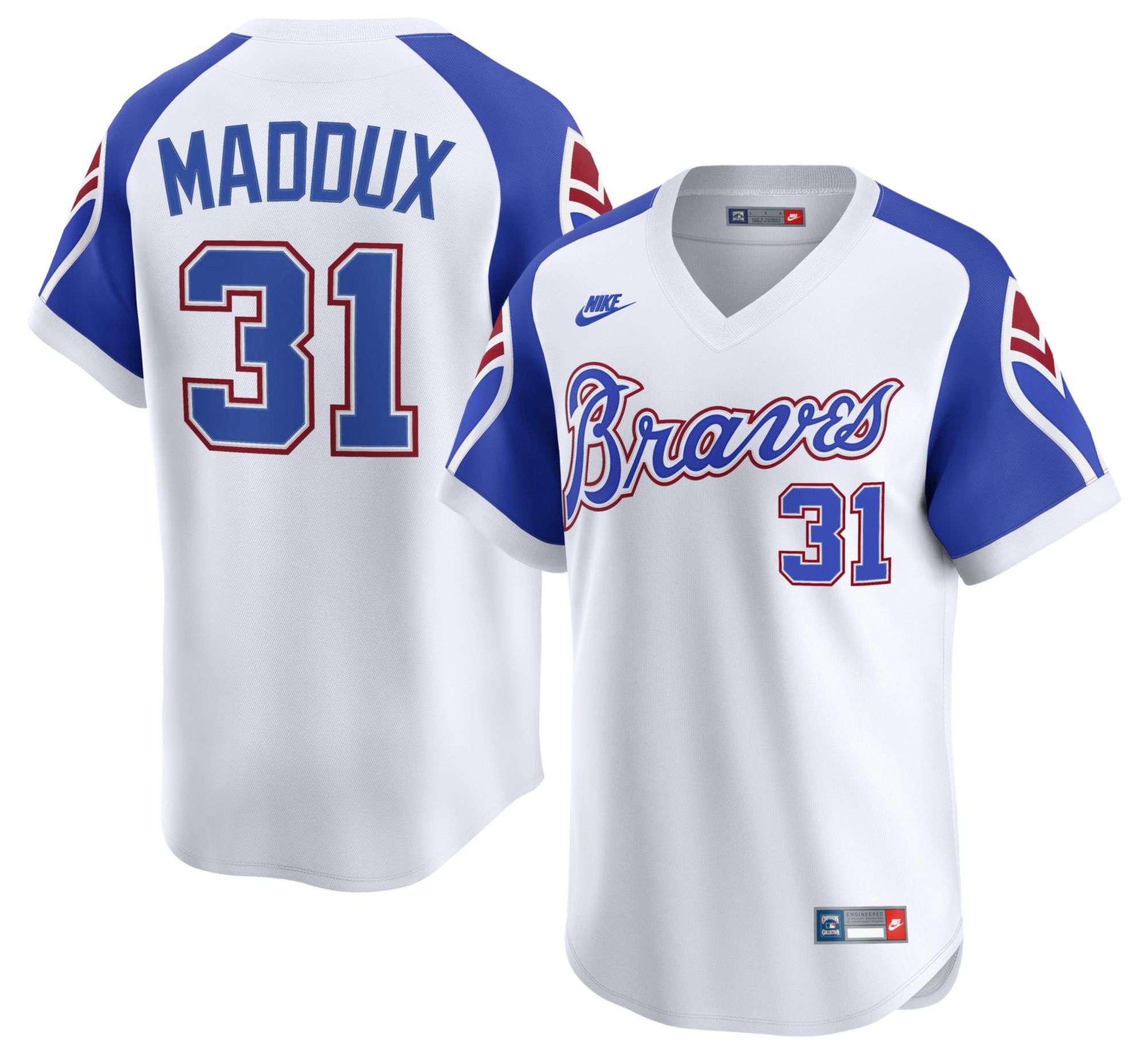 Nike Men's Atlanta Braves White Greg Maddux #31 Cooperstown