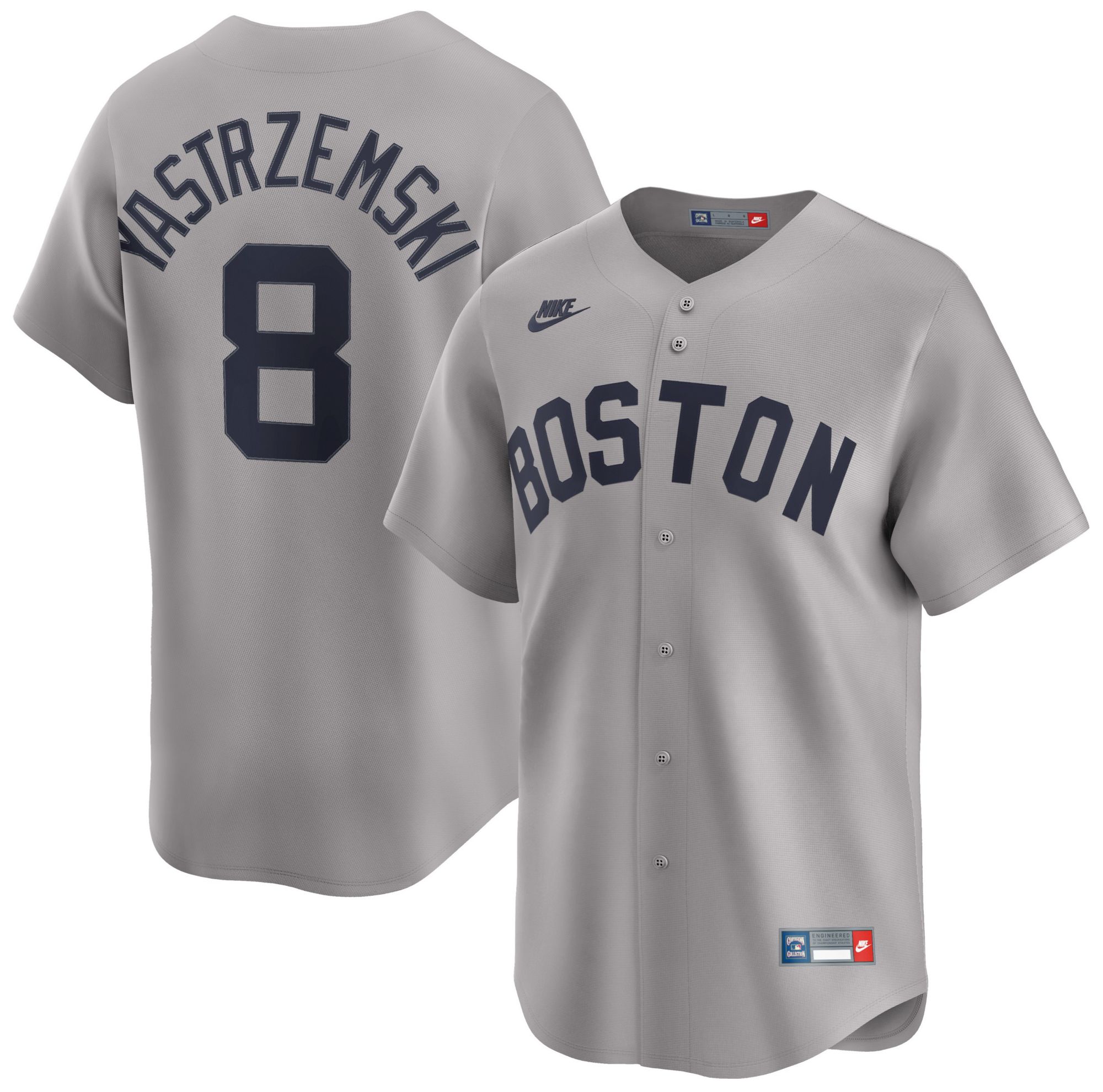 Nike Men's Boston Red Sox Grey Carl Yastrzemski #8 Cooperstown