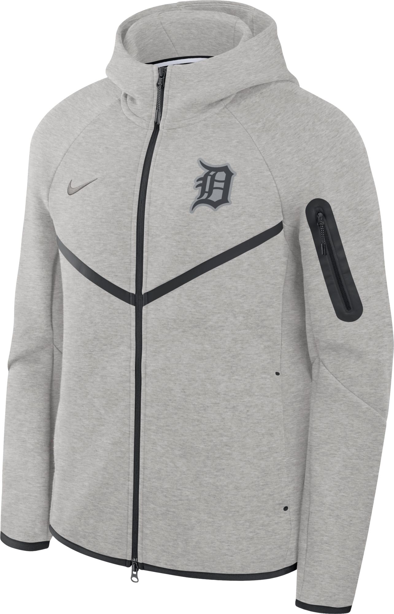 Nike Men's Detroit Tigers Gray Tech Fleece Windrunner Full-Zip