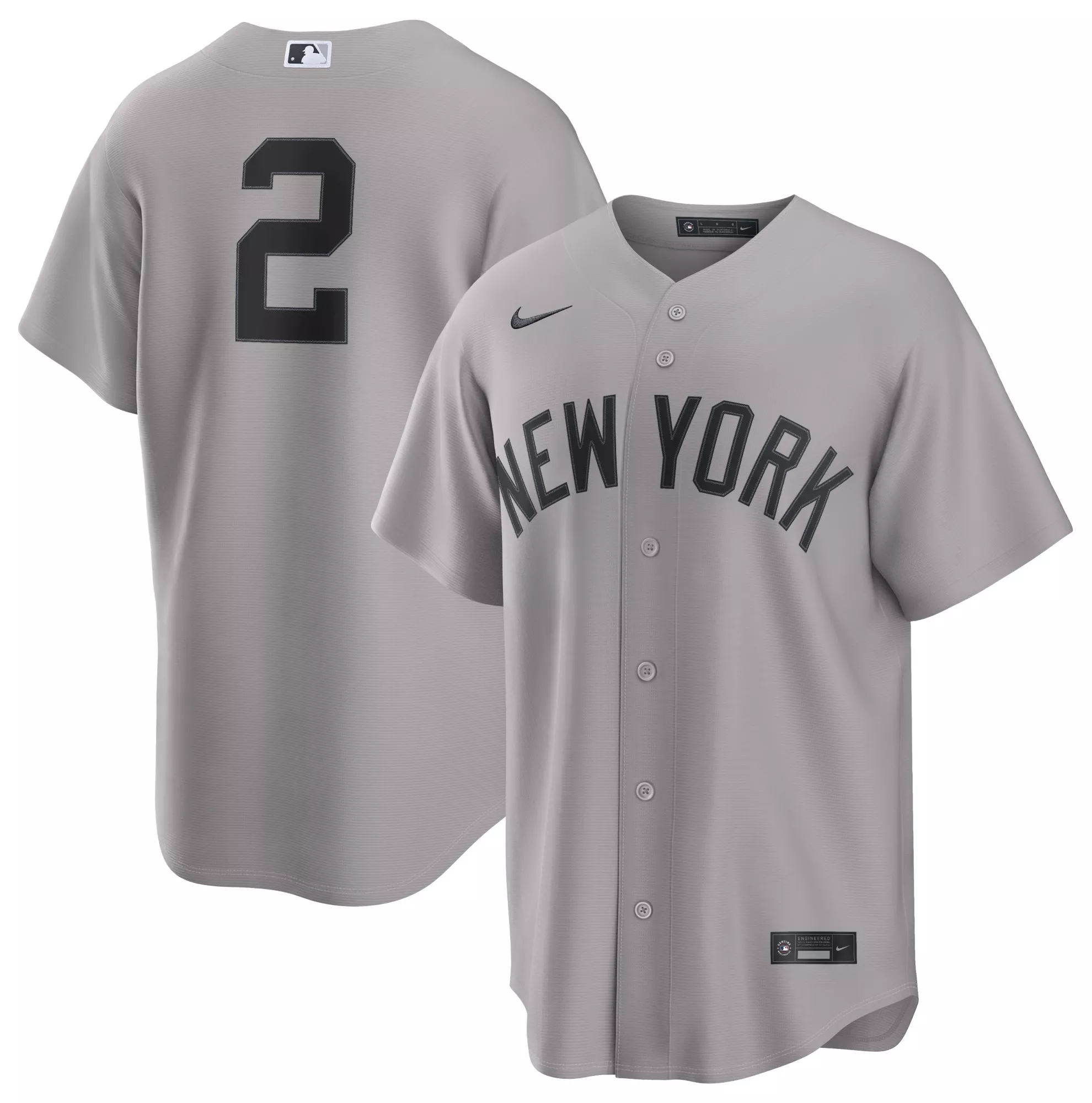 Nike Men's New York Yankees Gray Derek Jeter #2 Cooperstown Road Replica Jersey