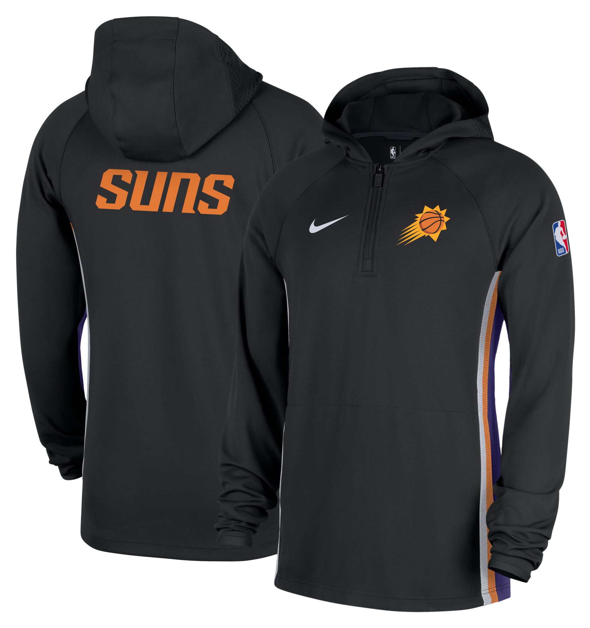 Nike Men's Phoenix Suns Black On Court Zone Warmup Quarter-Zip