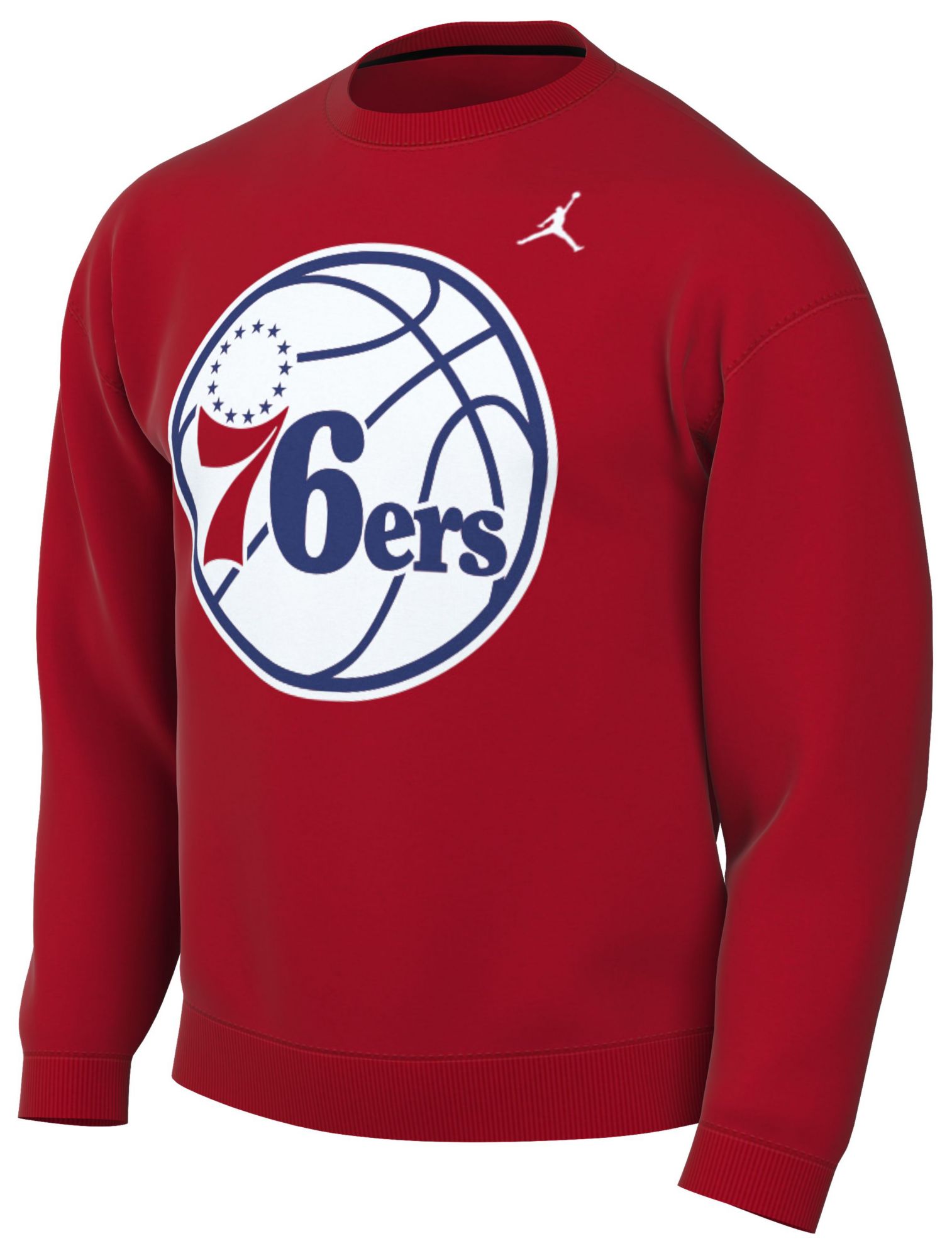 Jordan Men's Philadelphia 76ers Red Statement Logo Crewneck