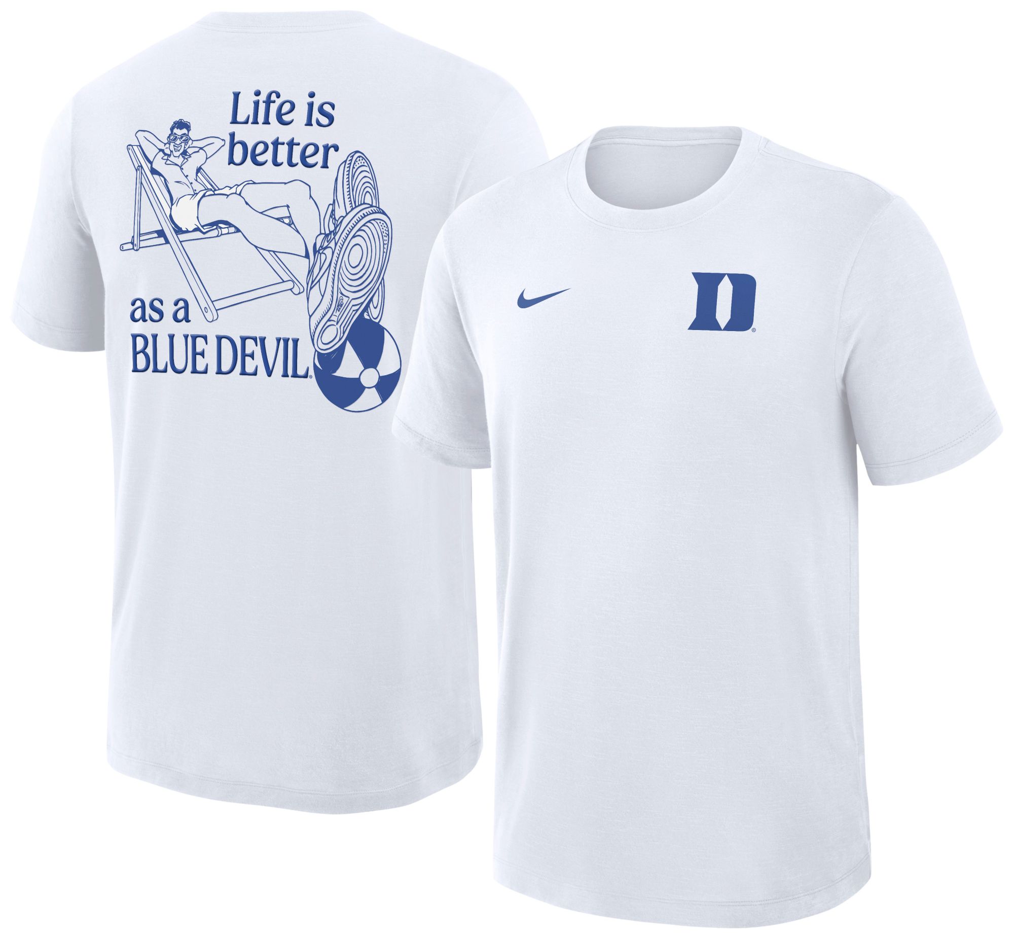 NO BAYSTARS,NO LIFE. Tシャツ ホワイト×ロイヤルブルー L Nike Men's Duke Blue Devils White Local Mascot Slub T-Shirt