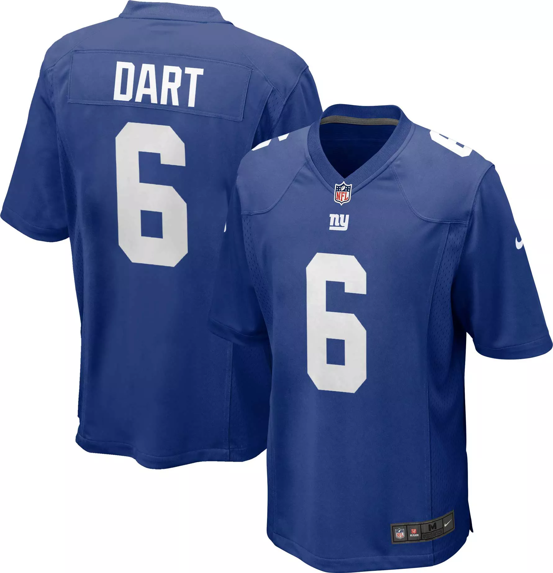 Nike Men's New York Giants Jaxson Dart #6 Blue Game Jersey
