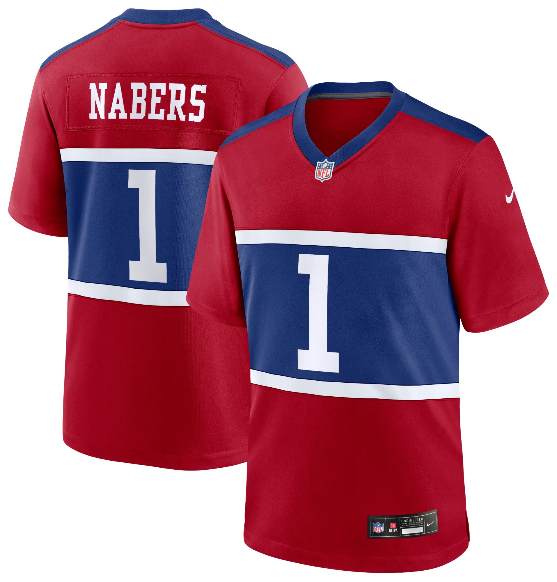 Nike Men's New York Giants Malik Nabers #1 Alternate Gym Red Game