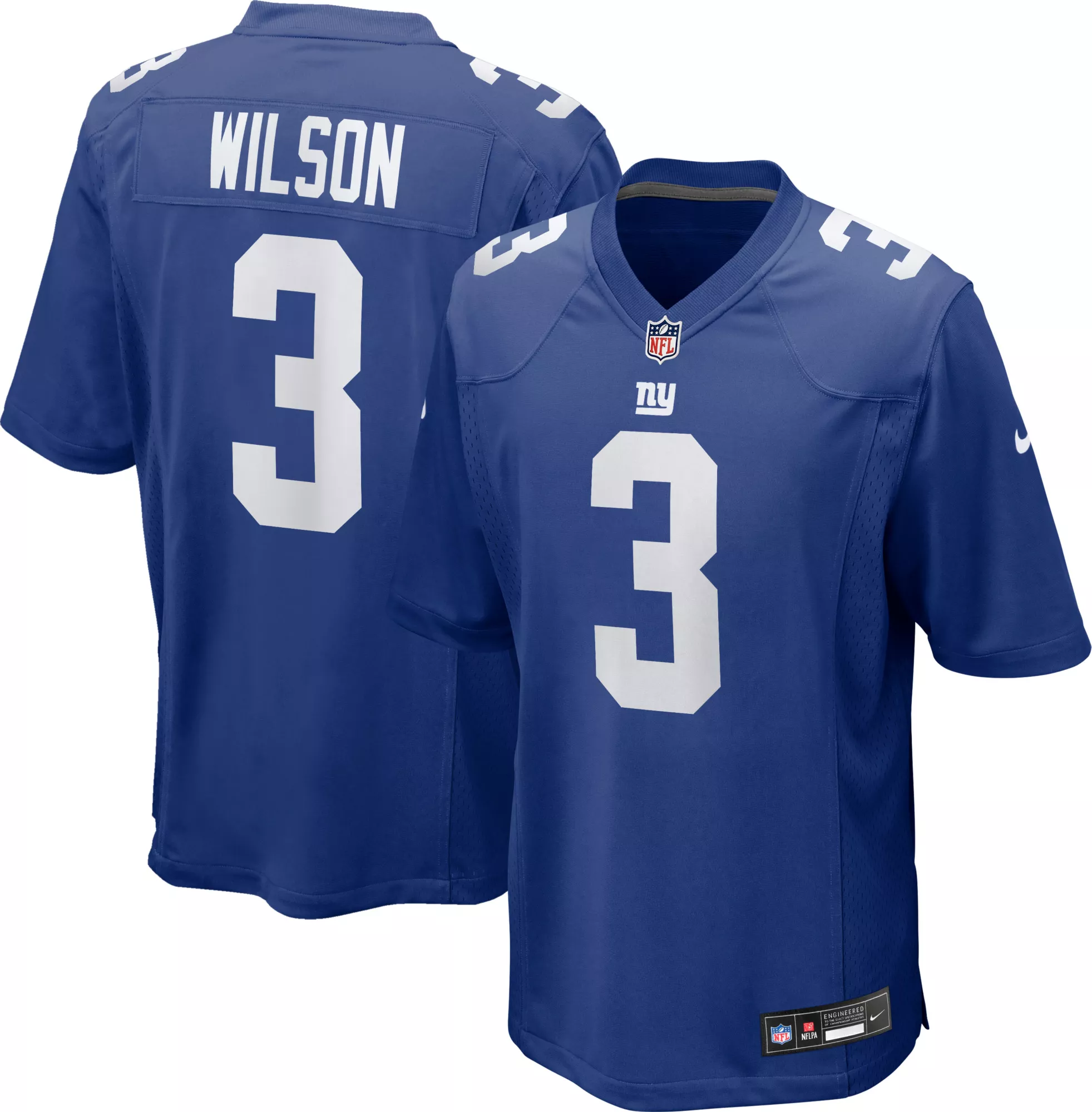 Nike Men's New York Giants Russell Wilson #3 Royal Blue Game Jersey