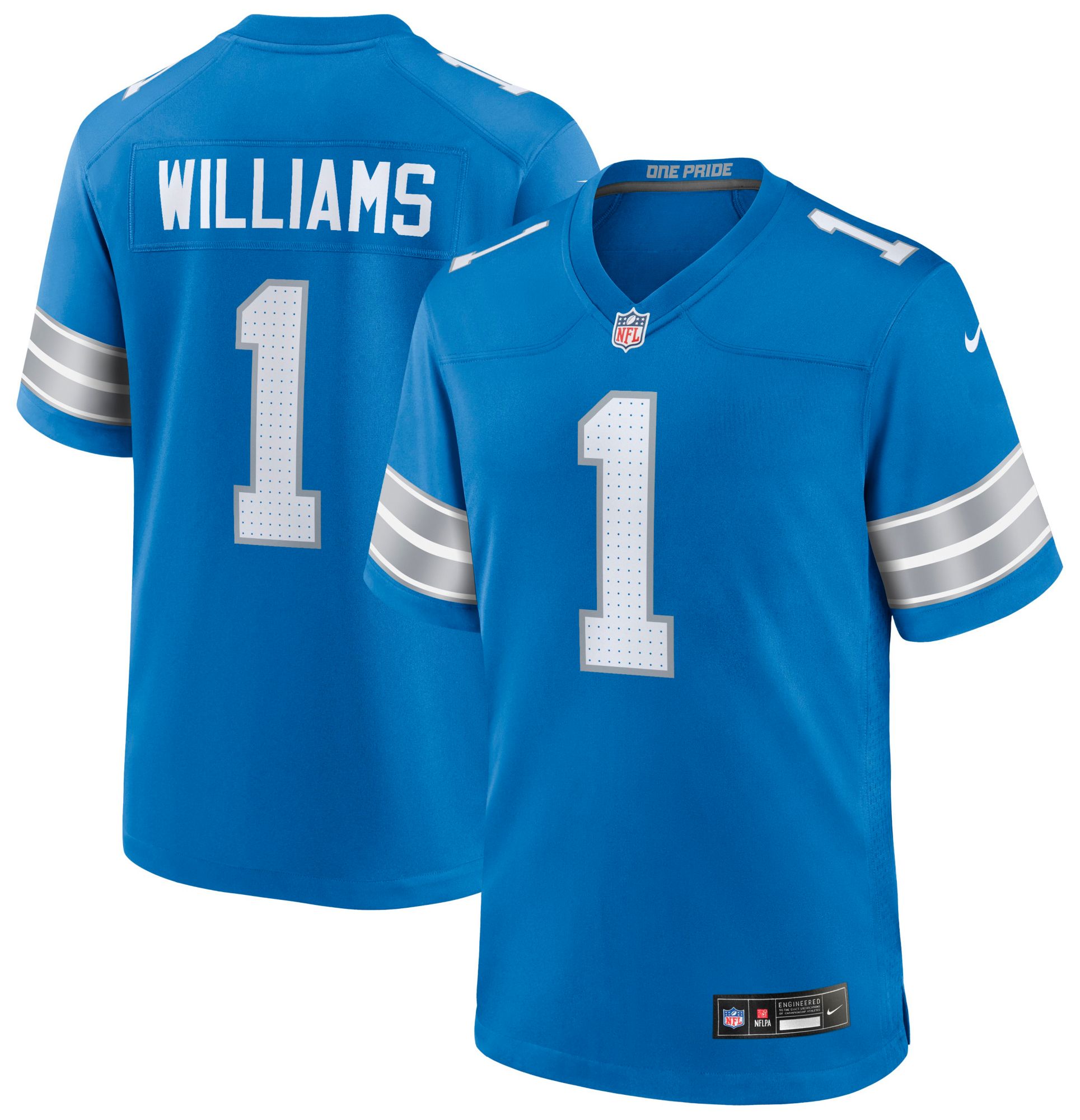 Nike Men's Detroit Lions Jameson Williams #1 Blue Game Jersey