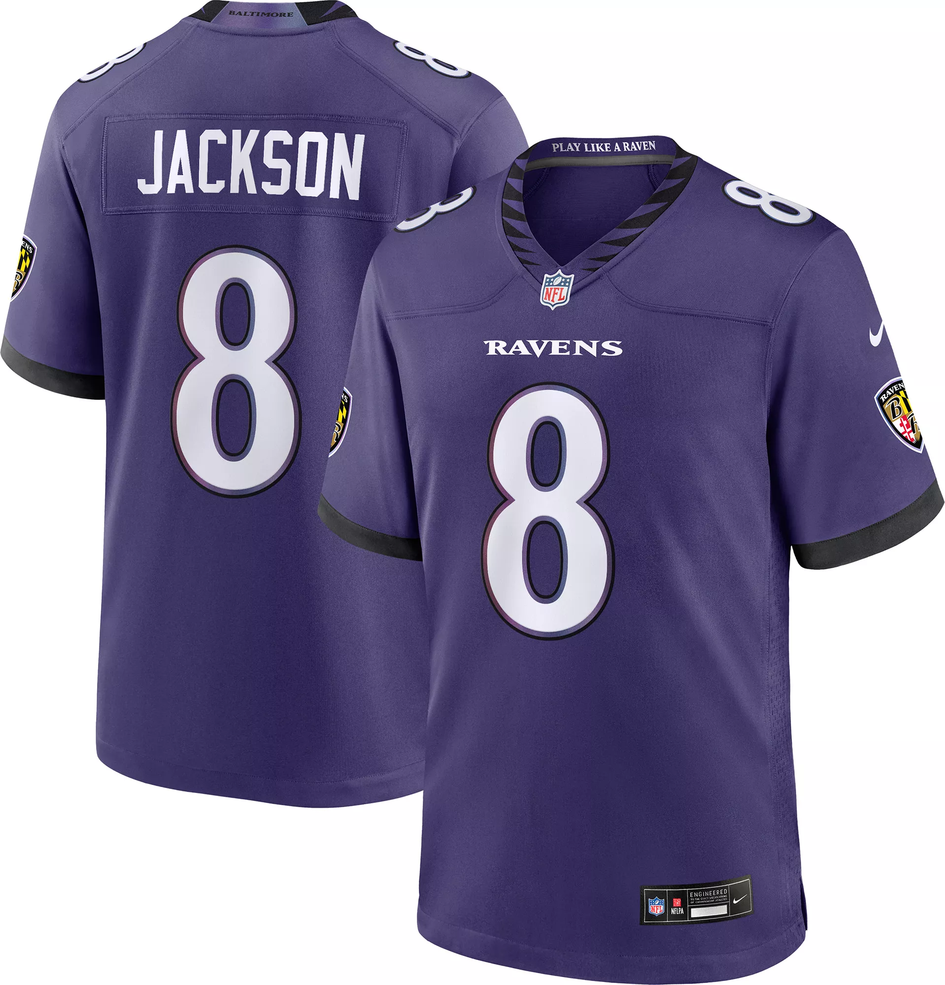 Nike Men's Baltimore Ravens Lamar Jackson #8 Purple Home Game Jersey
