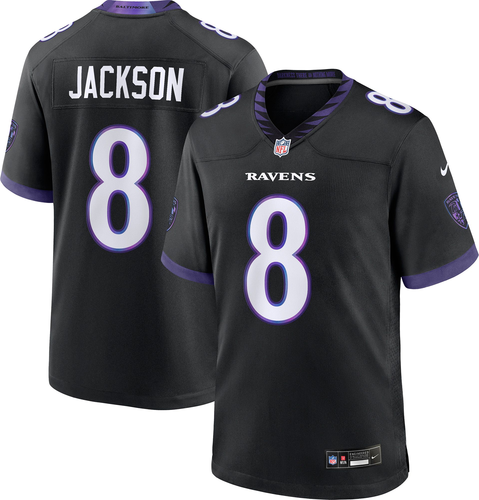 Nike Men's Baltimore Ravens Lamar Jackson #8 Black Alternate Game