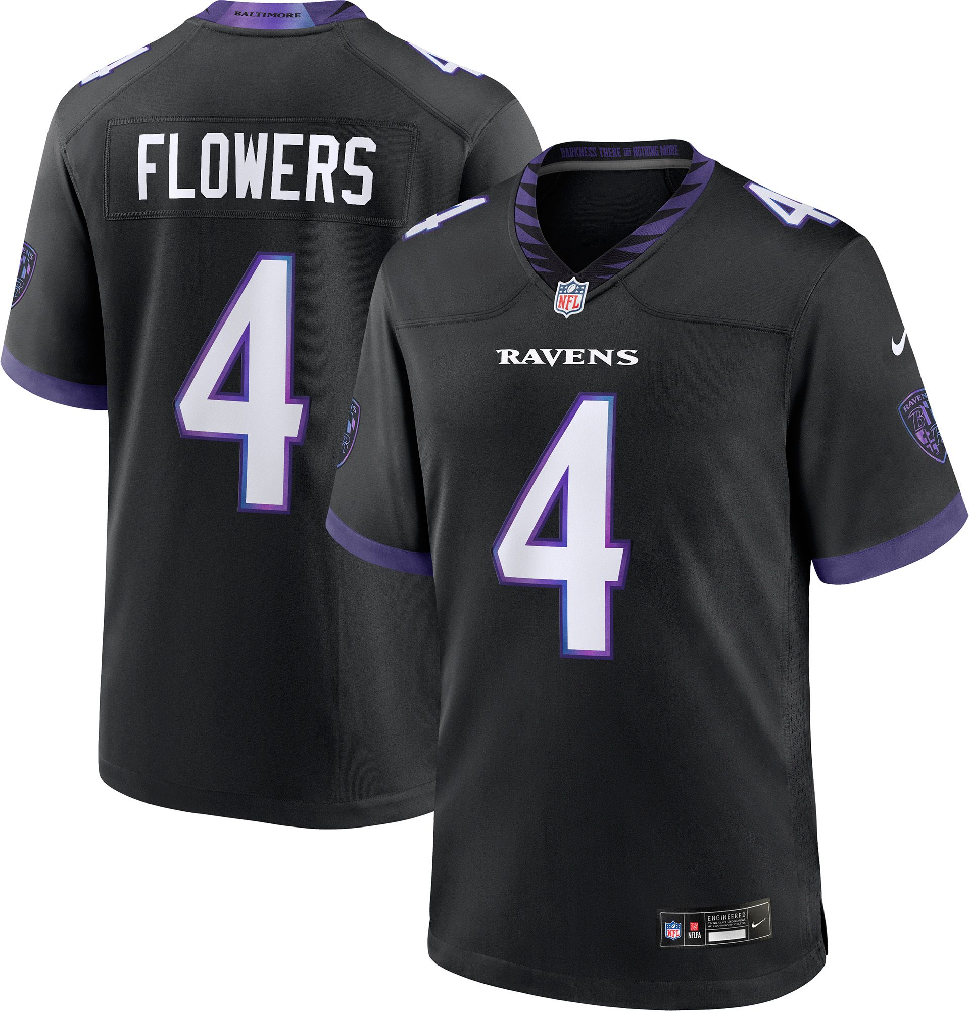 Nike Men's Baltimore Ravens Zay Flowers #4 Black Alternate Game
