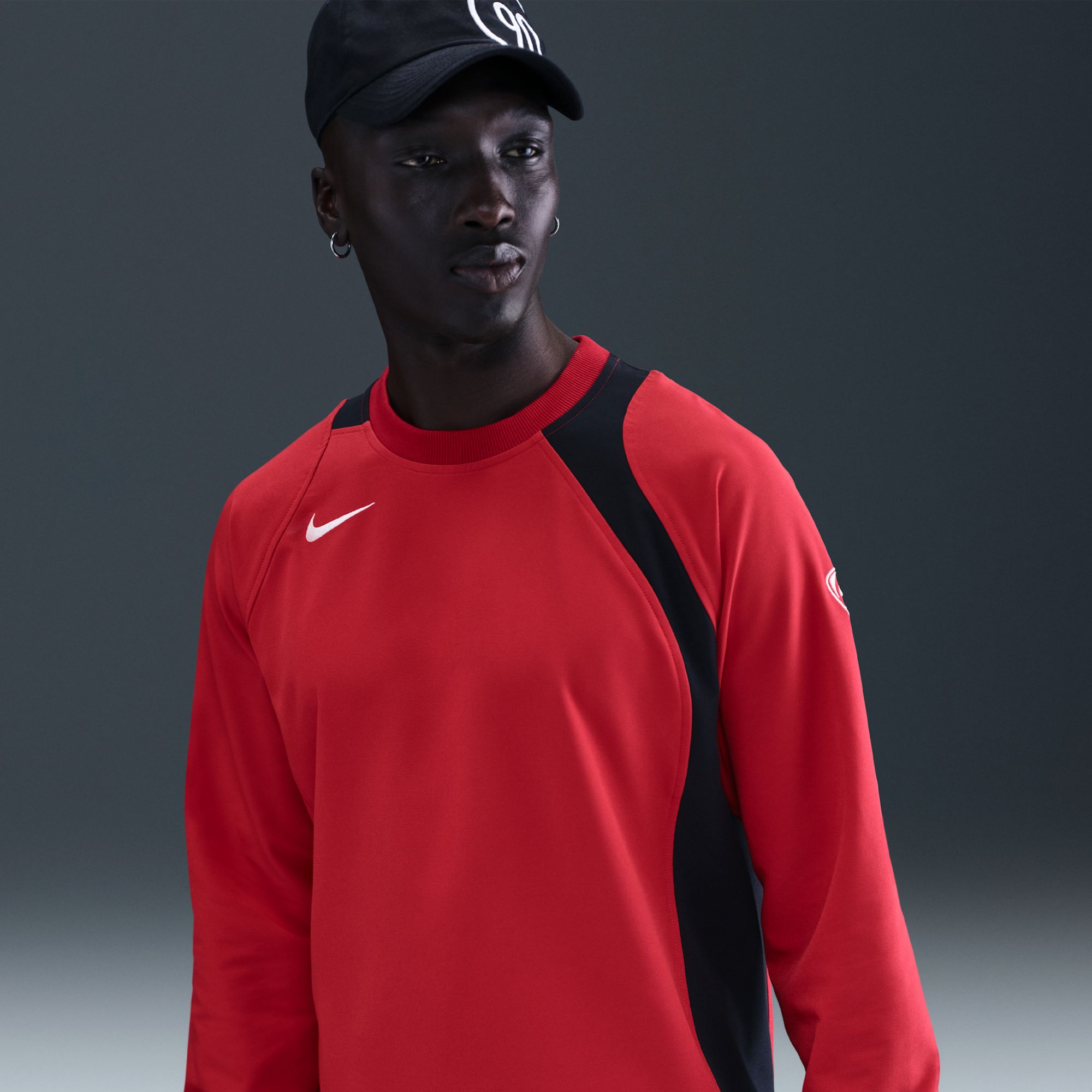 長袖シャツ ストライプ NIKE 90 Total M 赤黒