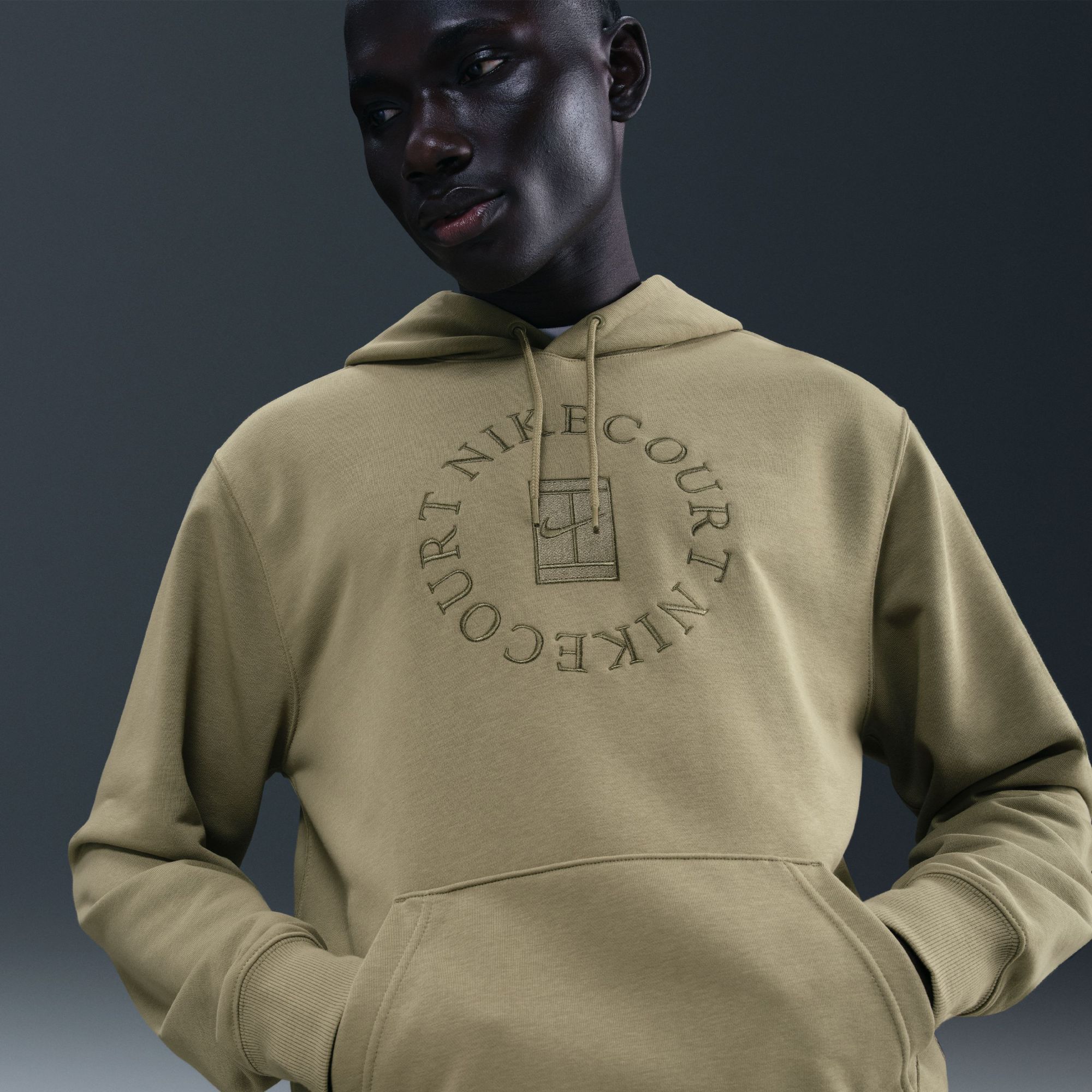 On Court-T LIMITED EDITION 全米ver. Size:S Nike Men's NikeCourt Heritage Dri-FIT French Terry Tennis Pullover