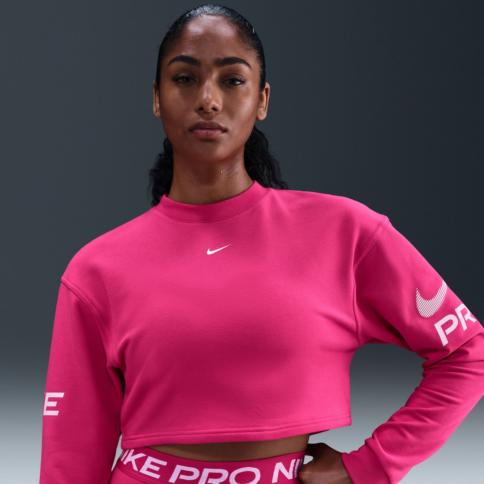 Nike Women's Pro Dri-FIT Loose Crew-Neck French Terry Sweatshirt