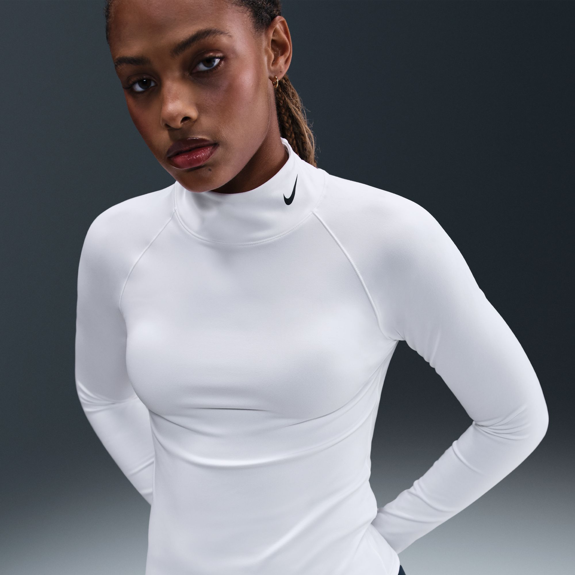 Nike Women's Pro Dri-FIT Fitness Mock-Neck Long-Sleeve Top