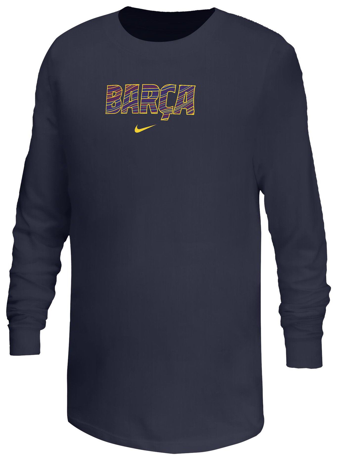 Nike Youth FC Barcelona Navy Wordmark Long Sleeve | Dick's