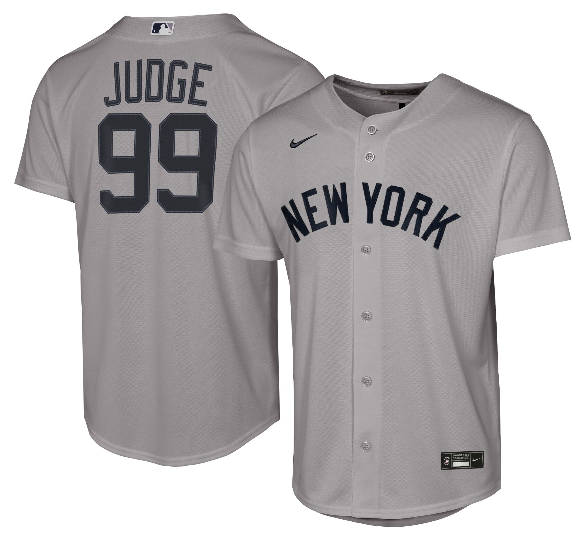 Nike Youth New York Yankees Aaron Judge #99 Gray Baseline Road