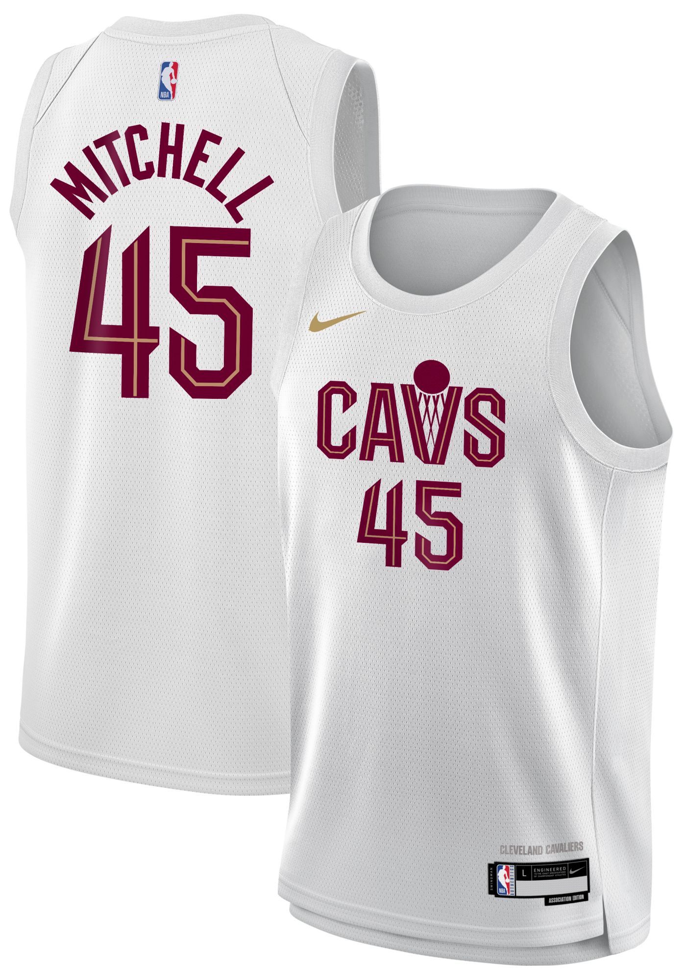 【未使用タグ付】レブロン　CAVS ユニフォーム　白 Nike Youth Cleveland Cavaliers Donovan Mitchell #45 White Swingman