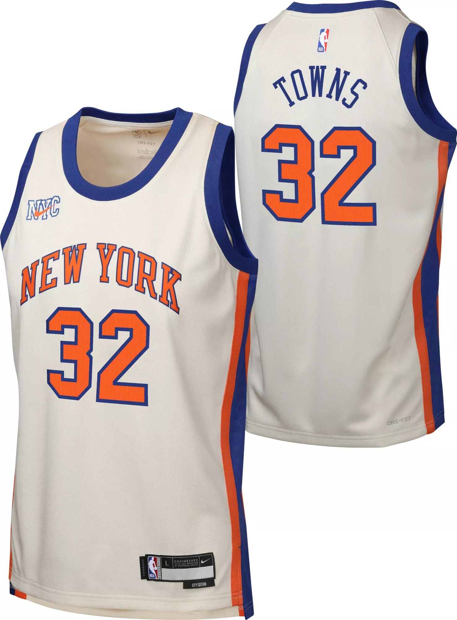 Nike Youth 2025-26 City Edition New York Knicks Karl-Anthony Towns #32 Swingman Jersey