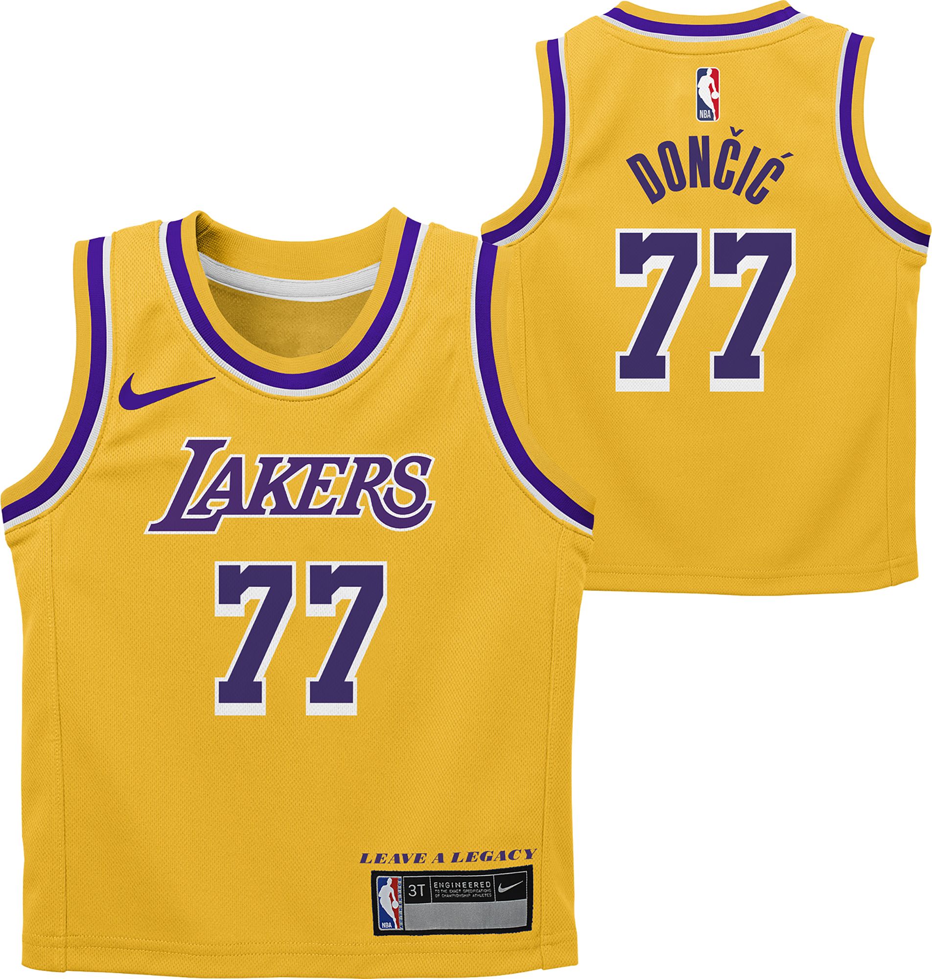 Nike Little Kids' Los Angeles Lakers Luka Doncic #77 Yellow
