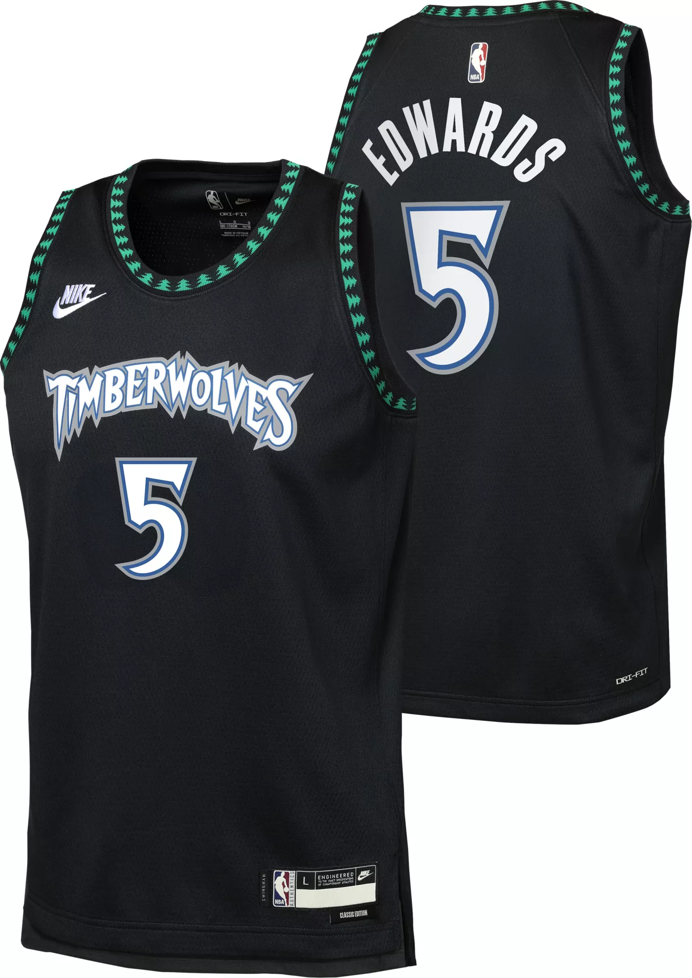 Nike Youth Minnesota Timberwolves Anthony Edwards #5 Black Swingman Hardwood Classics Jersey