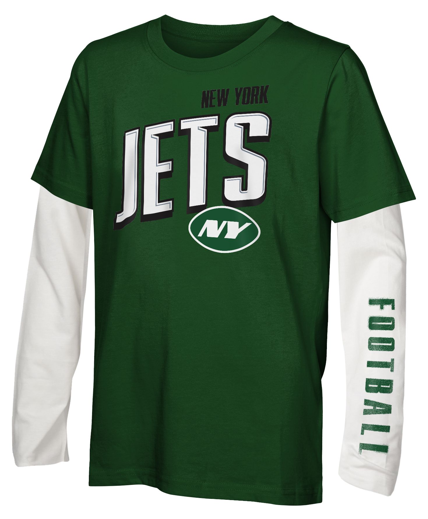 NFL Team Apparel Boys' New York Jets Green '3 In 1' Long Sleeve T