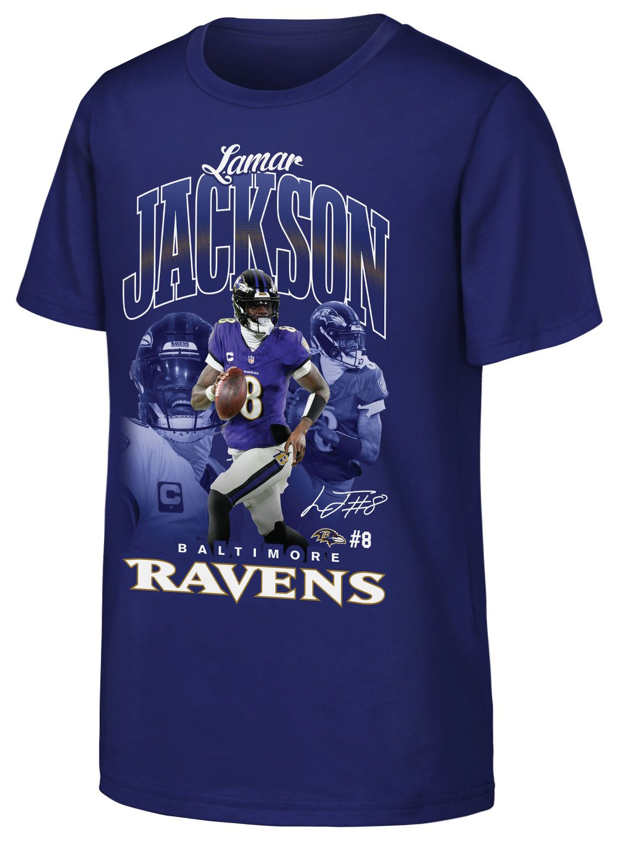 NFL Team Apparel Youth Baltimore Ravens Lamar Jackson #8 Purple