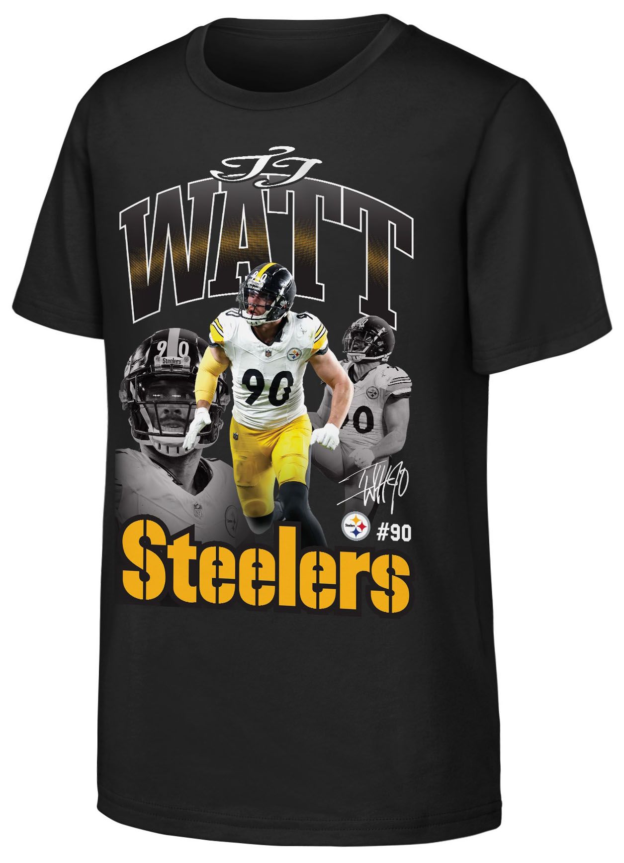 NFL Team Apparel Youth Pittsburgh Steelers T.J. Watt #90 Black