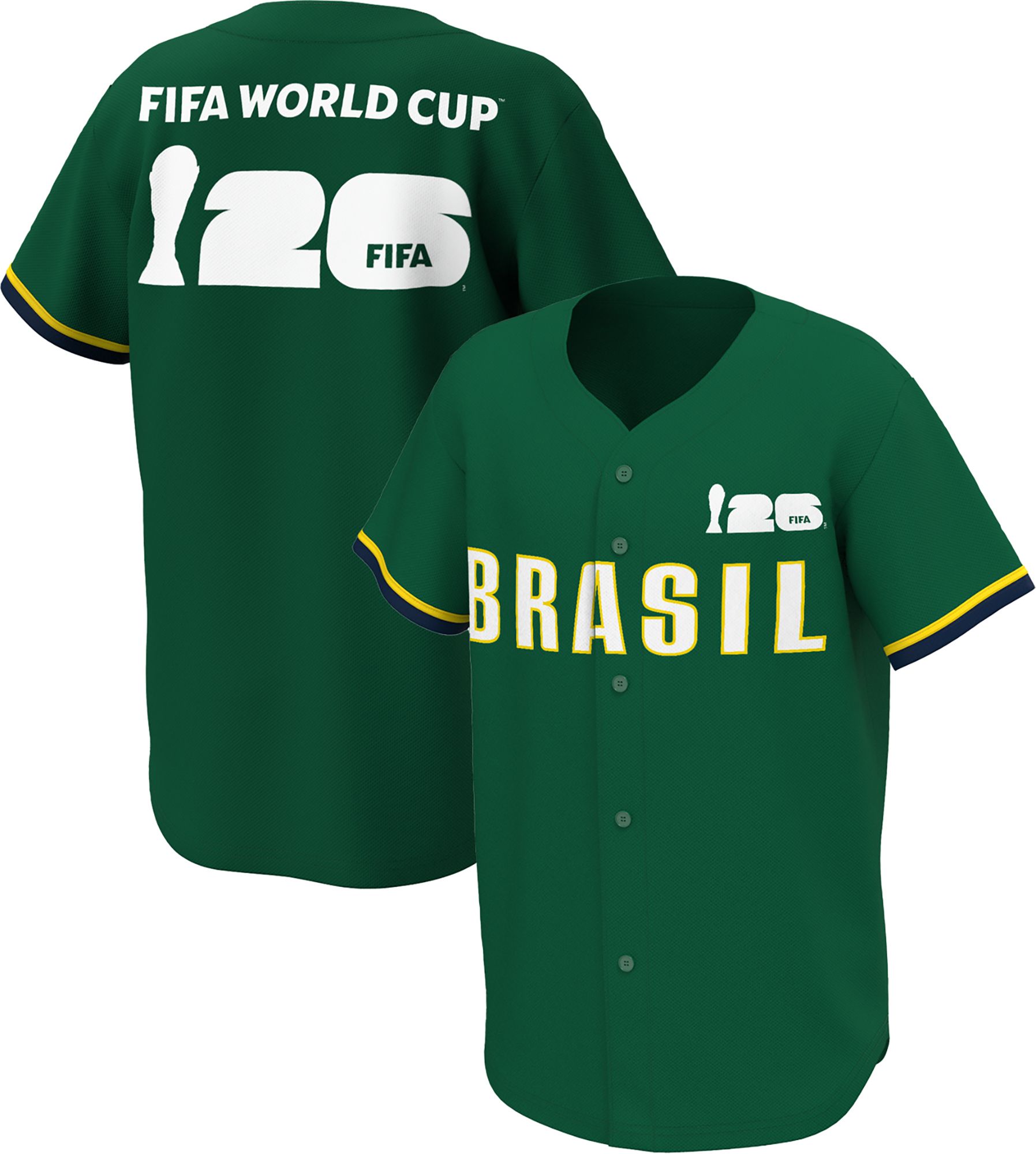 Outerstuff Adult Brazil Green Multi Graphic Button-Up Baseball