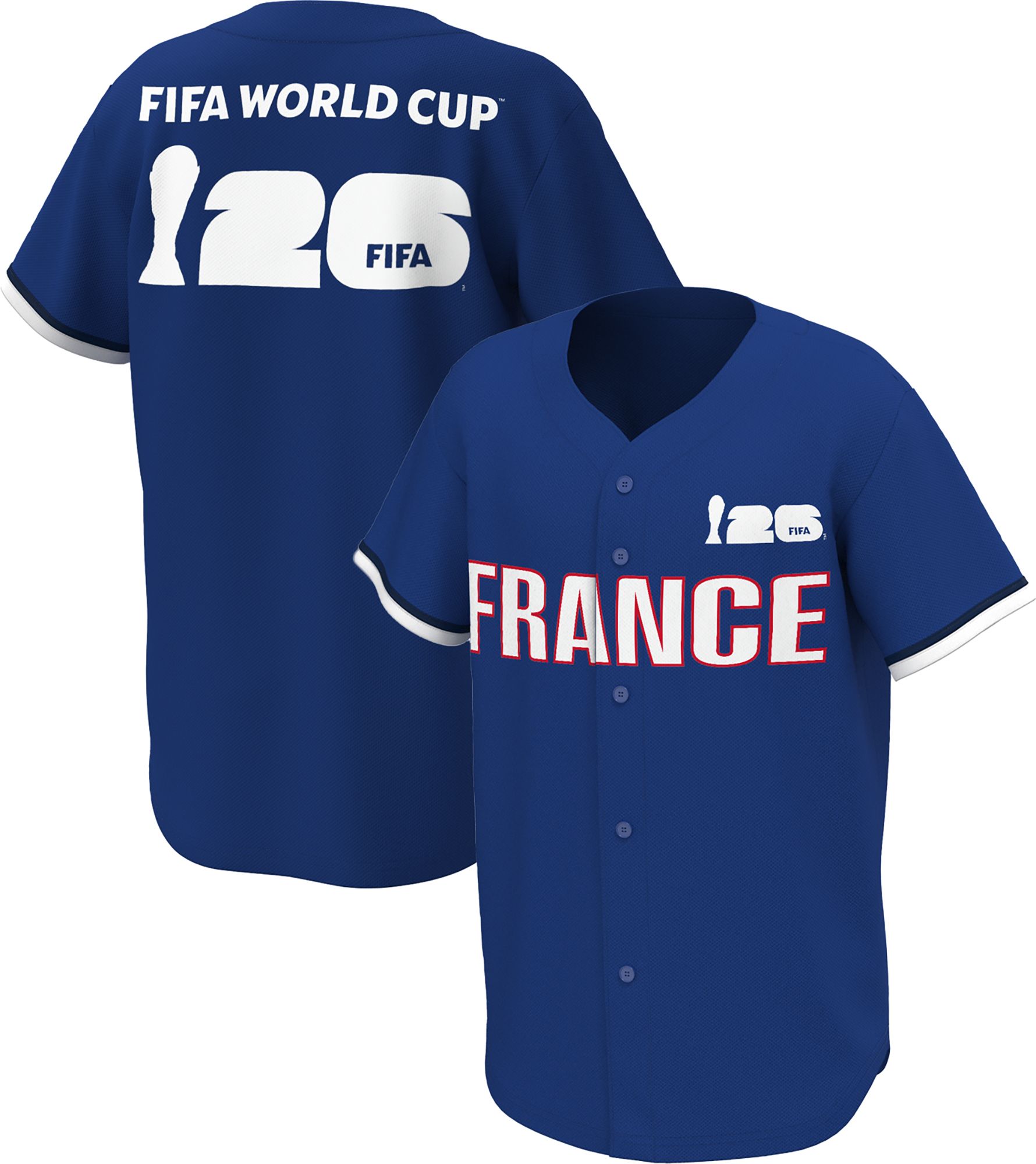 Outerstuff Adult France Blue Multi Graphic Button-Up Baseball