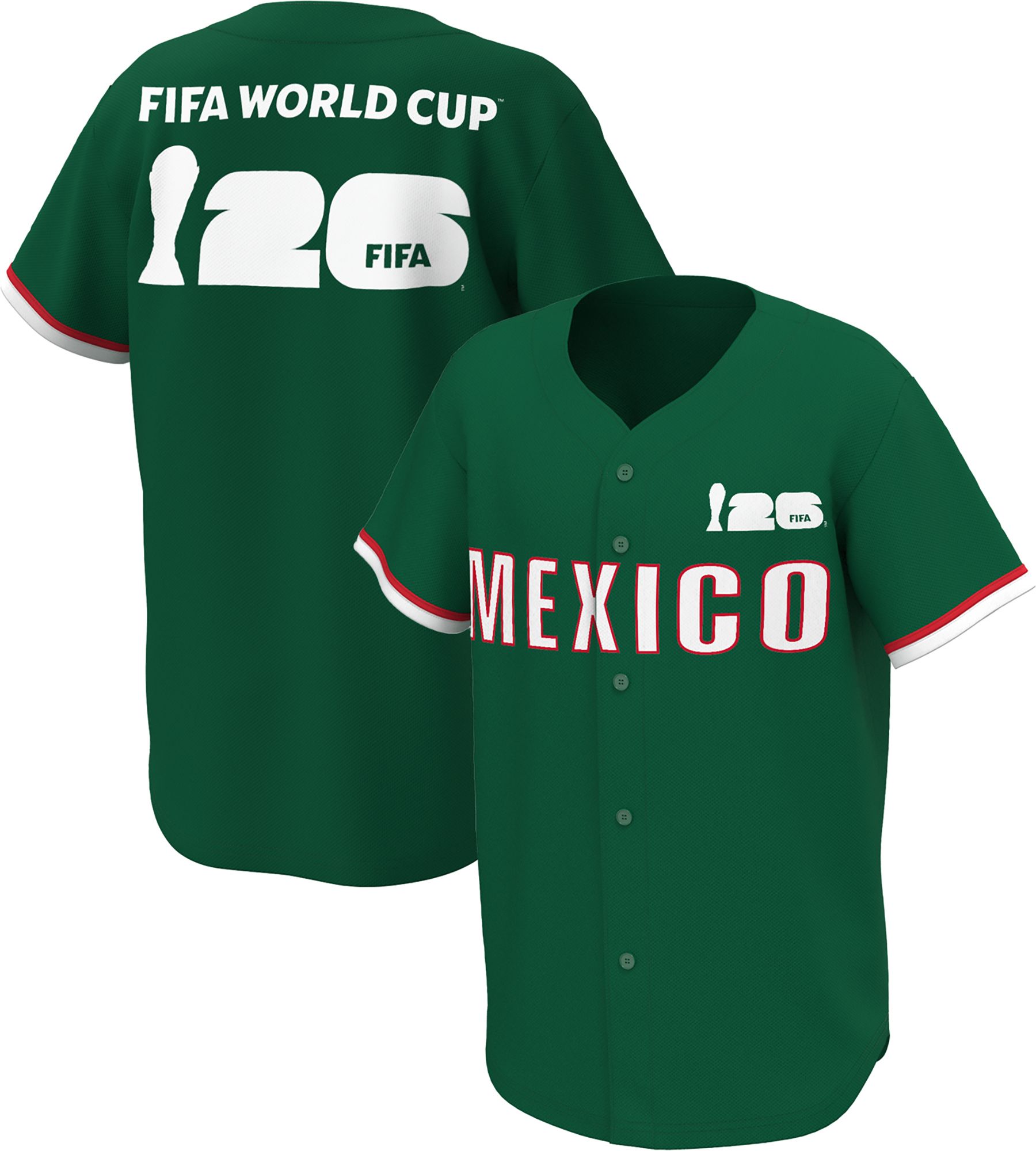 Outerstuff Adult Mexico Green Multi Graphic Button-Up Baseball