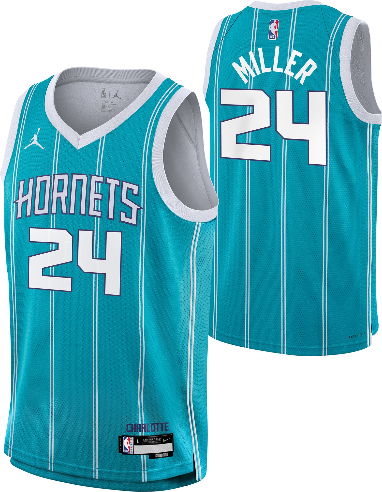 Jordan Youth Charlotte Hornets Brandon Miller #24 Teal Swingman