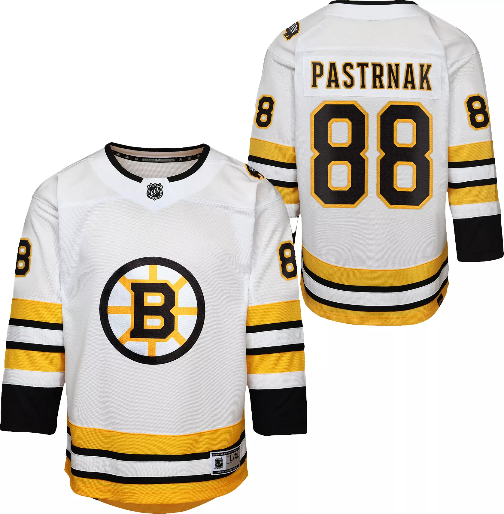 NHL Youth Boston Bruins David Pastrnak #88 White Away Replica Jersey