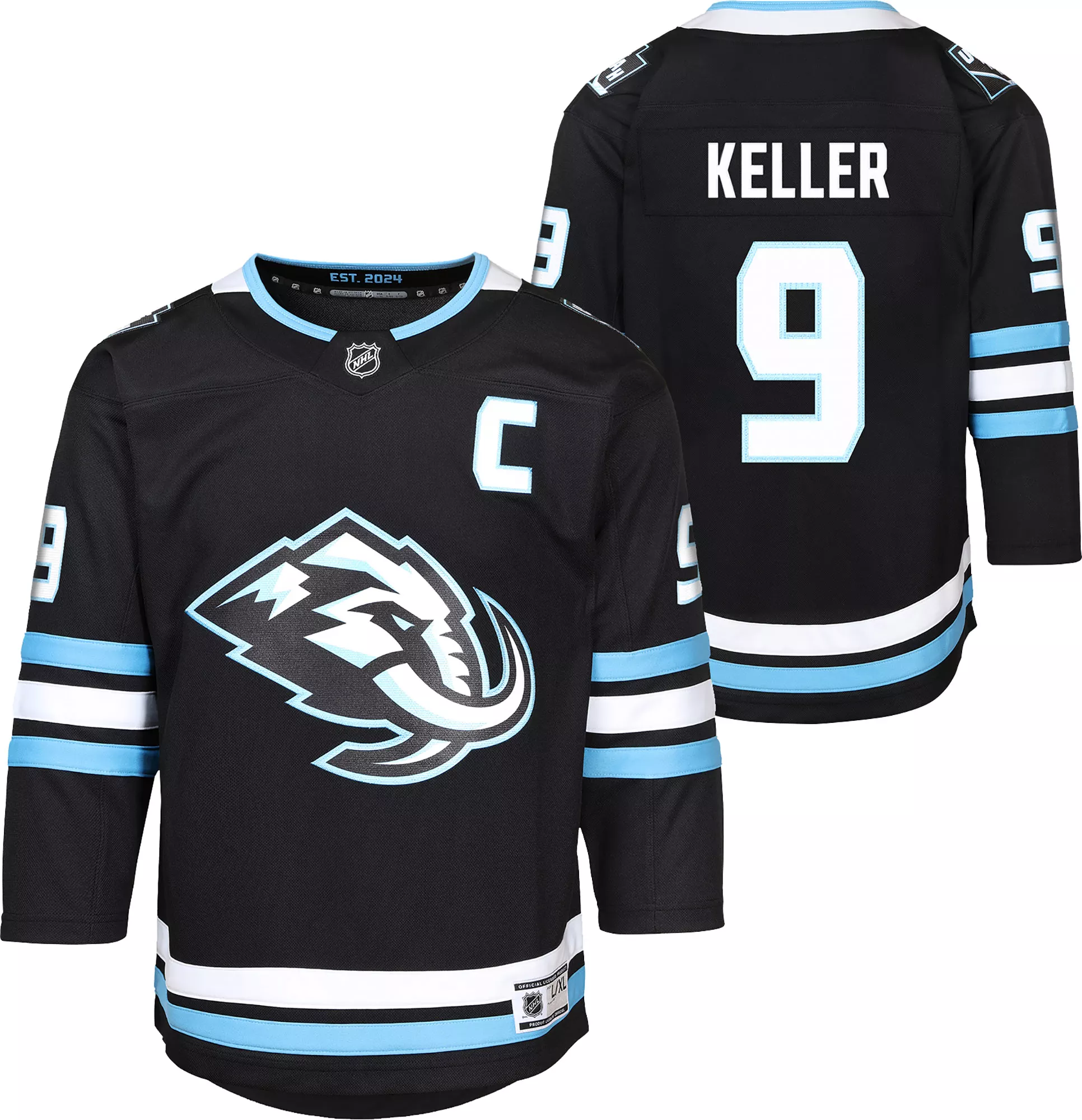 NHL Youth Utah Mammoth Clayton Keller #9 Home Black Replica Jersey