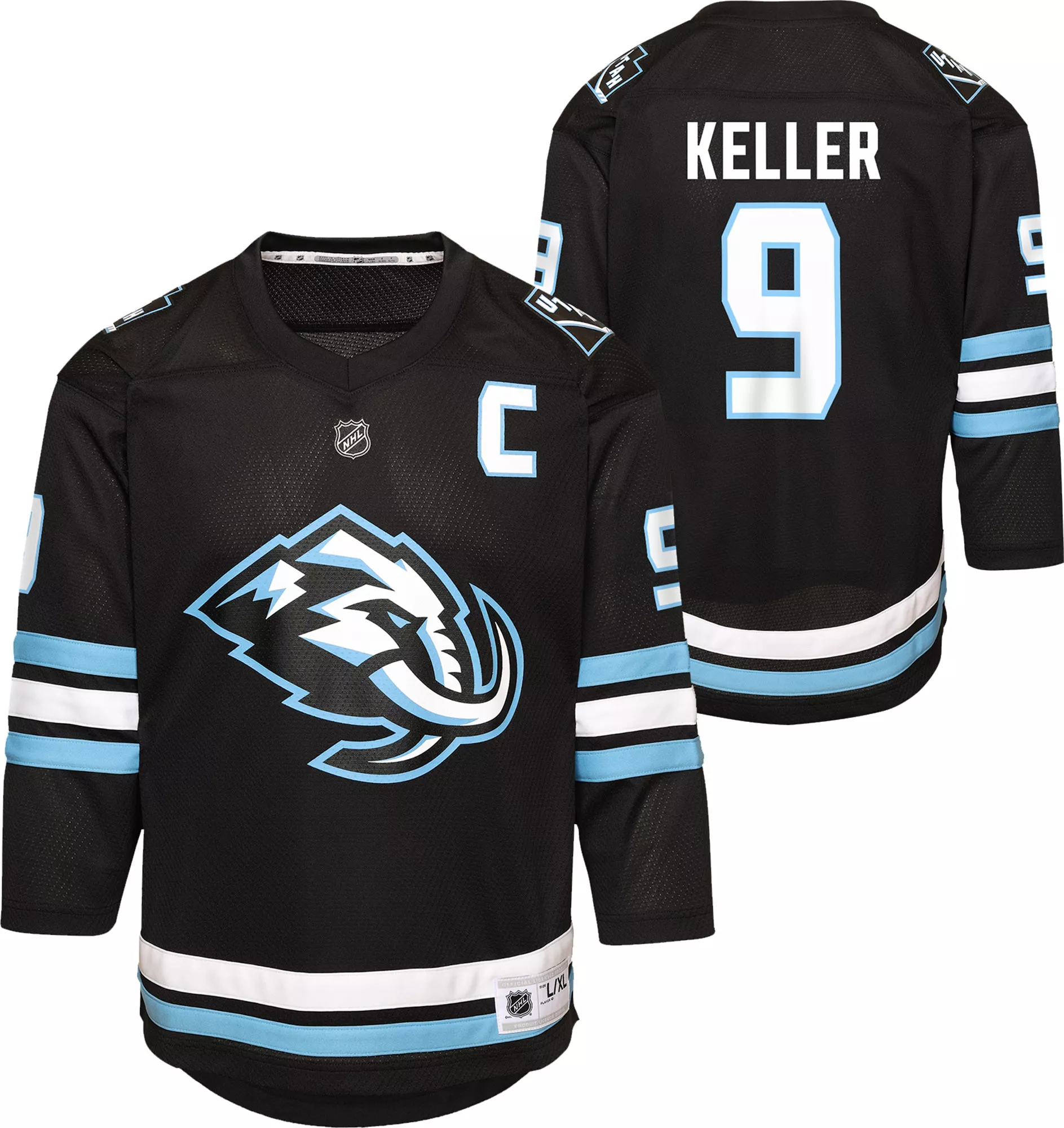 NHL Youth Utah Mammoth Clayton Keller #9 Breakaway Home Black Replica Jersey