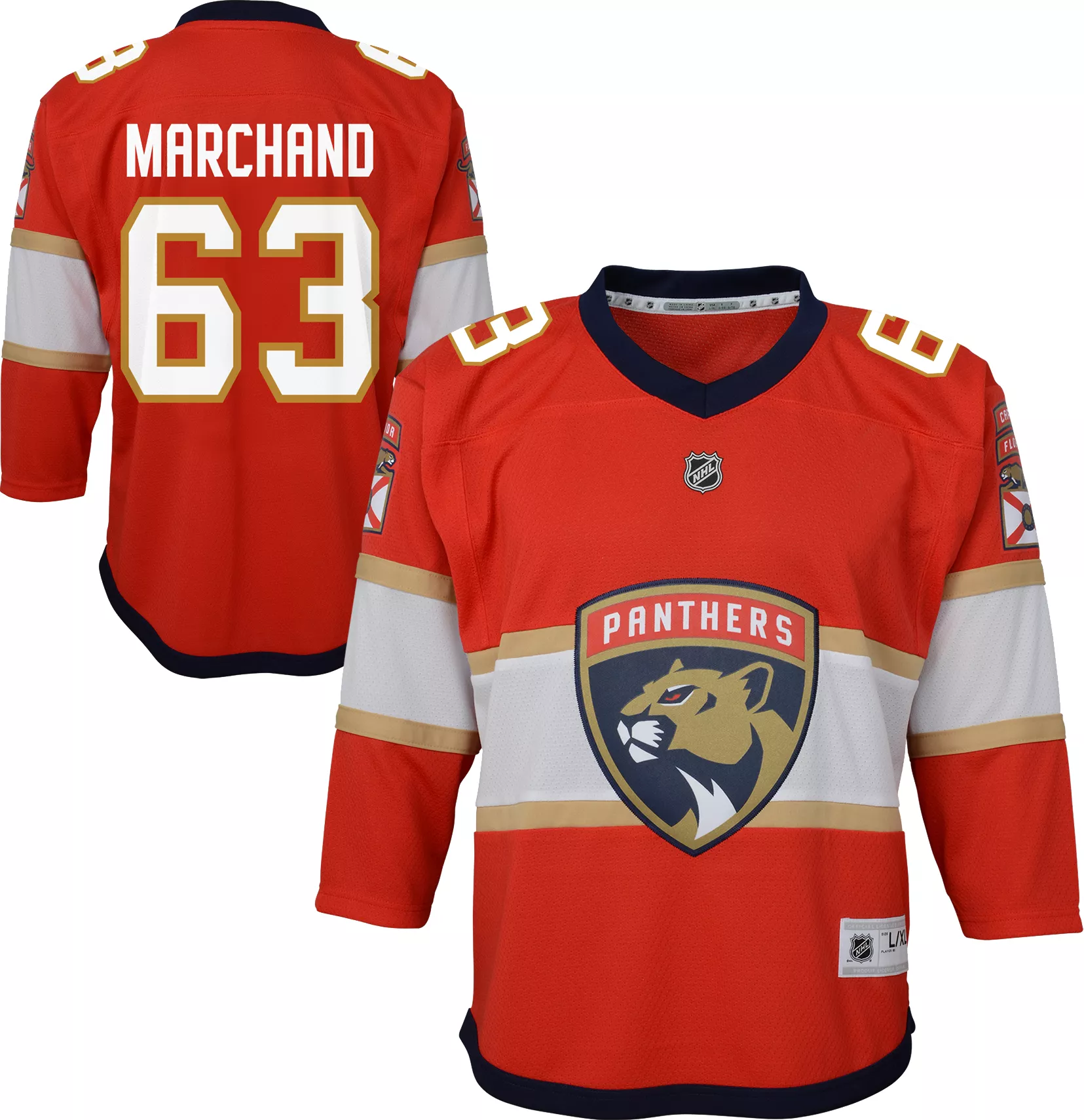 NHL Youth Florida Panthers Red Brad Marchand Replica Home Jersey