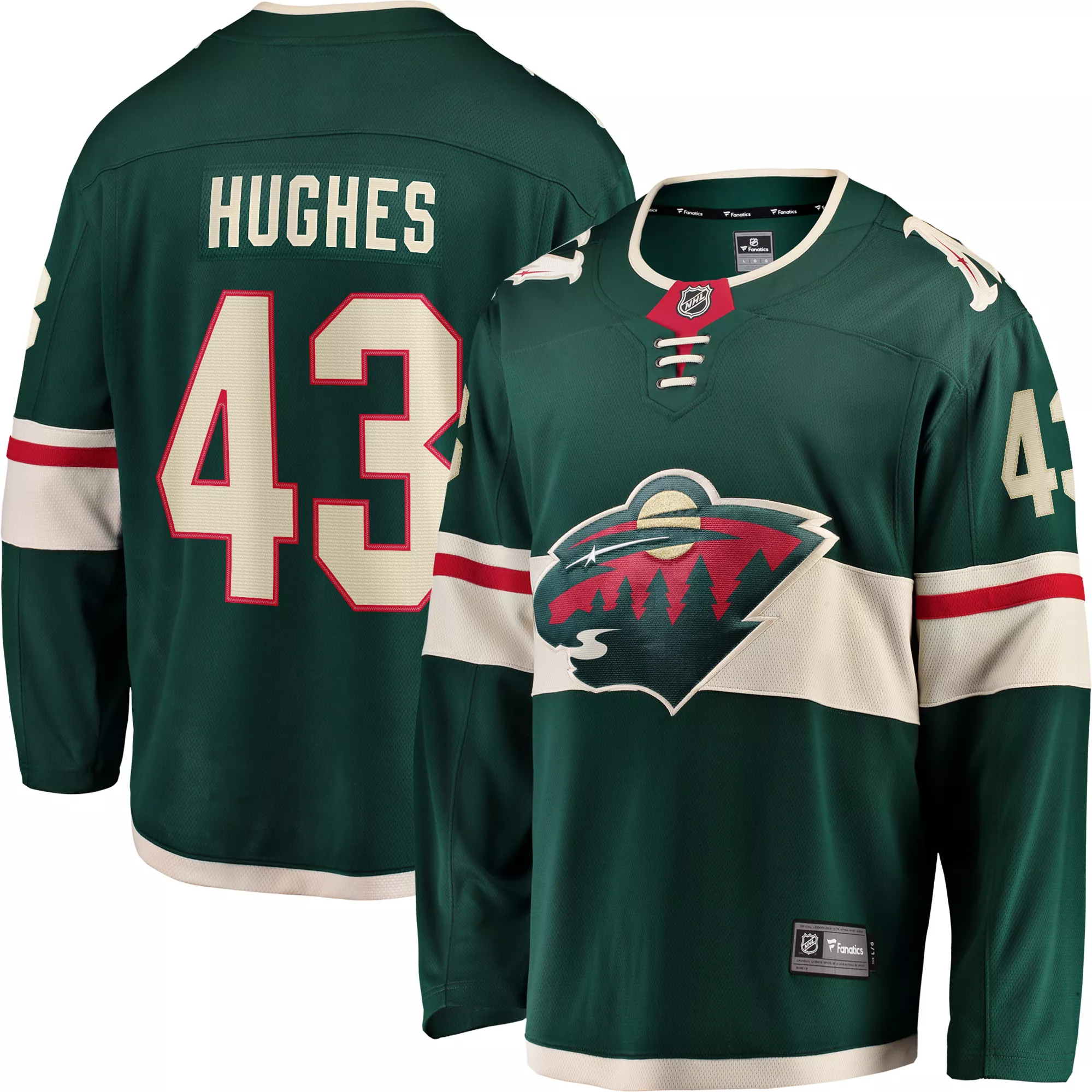 NHL Adult Minnesota Wild Quinn Hughes #43 Breakaway Home Replica Jersey