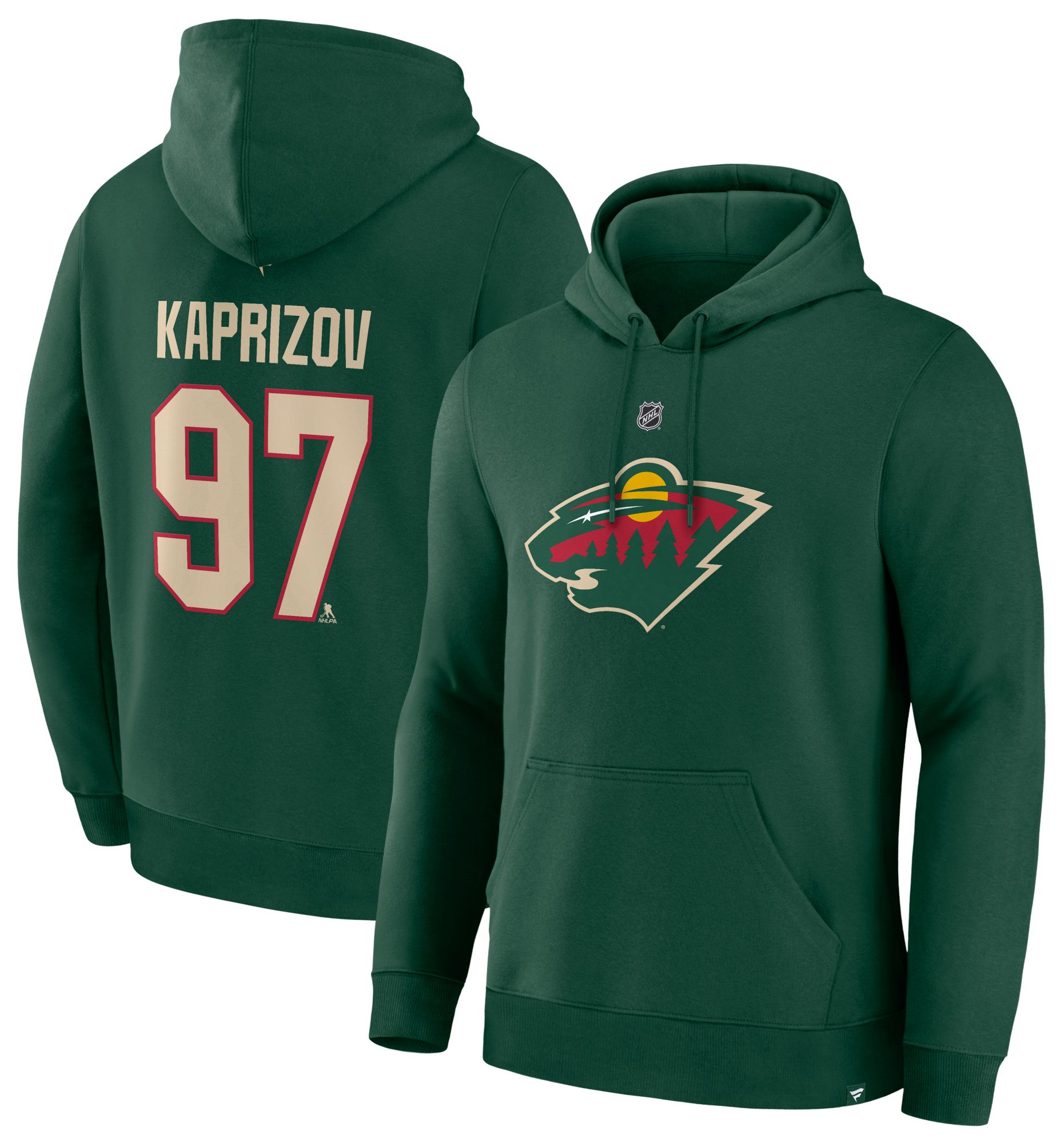 NHL Men's Minnesota Wild Kirill Kaprizov #97 Green Pullover Hoodie