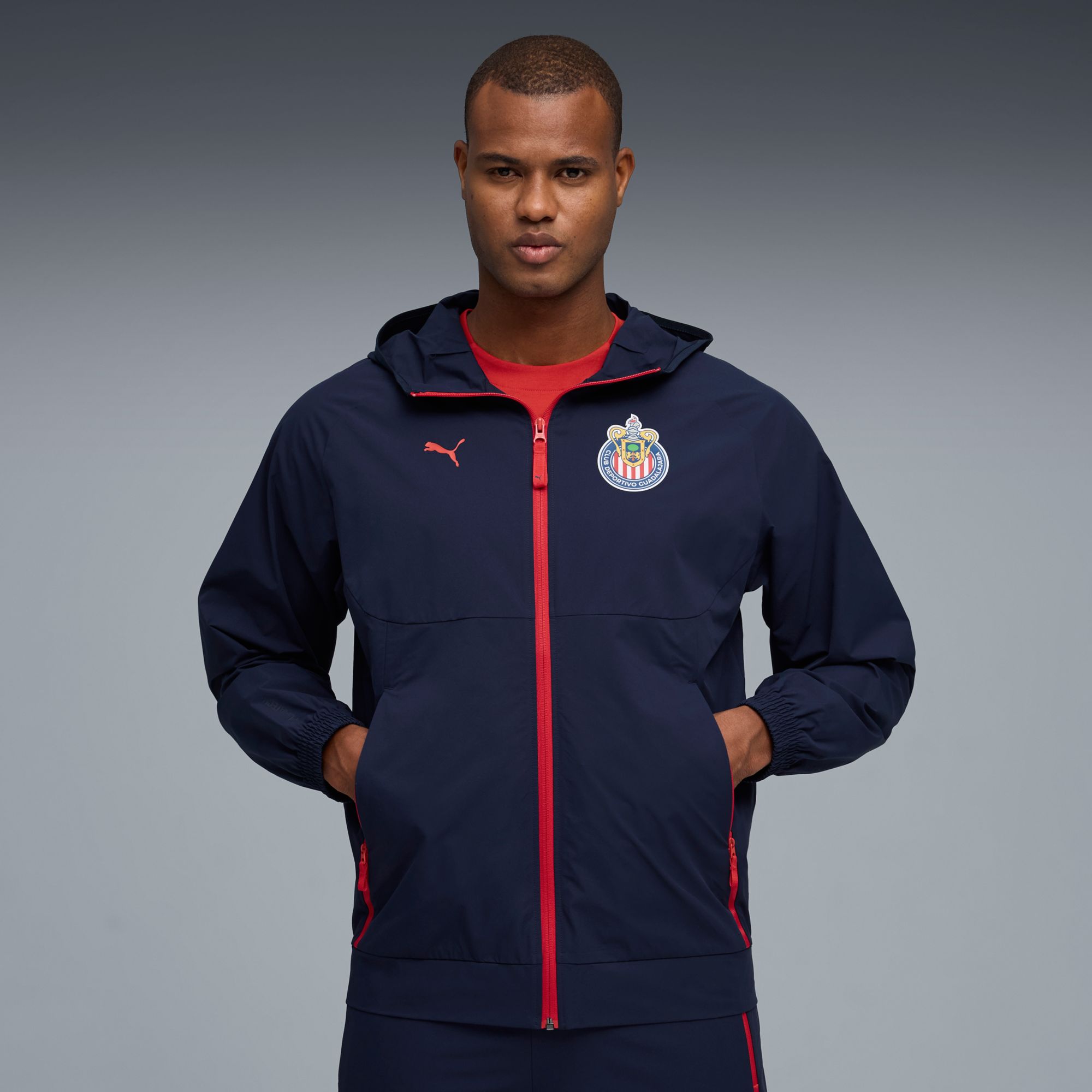 Cascavel Futsal Clube ジャージ ネイビー/レッド ⓷ PUMA Adult Chivas Guadalajara Navy Woven Tech Jacket | Dick's