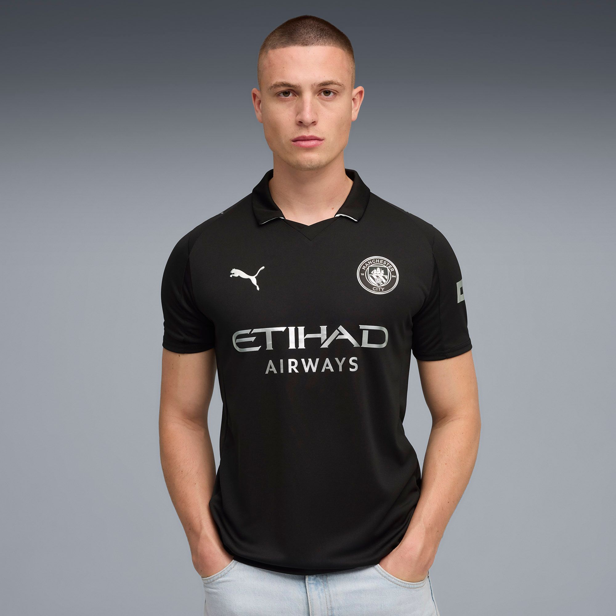 PUMA Adult Manchester City 2025-26 Black Away Replica Jersey