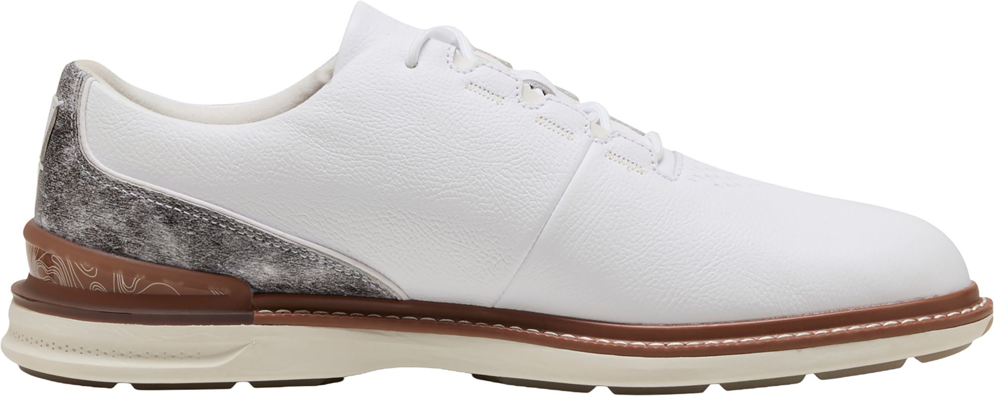 ホワイト・ブラウン　メンズ ゴルフシューズ LANVIN SPORT