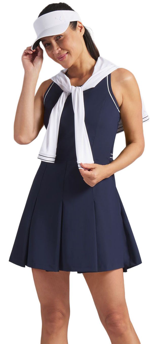 puma women's sleeveless club pleated golf dress PUMA Women's 30904 Sleeveless Pique Golf Dress, XS, Warm White