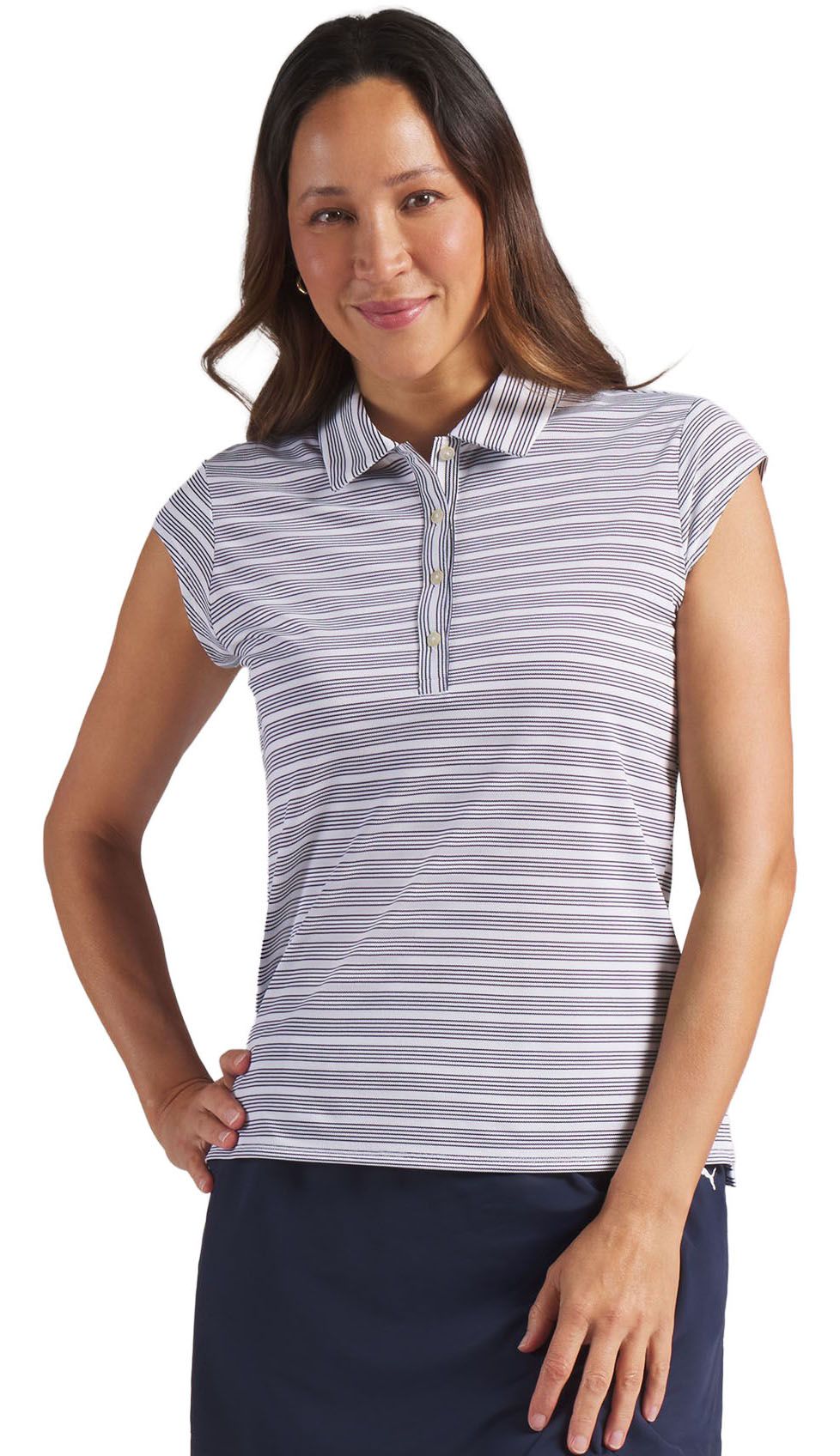PUMA Women's Pique Striped Cap Sleeve Golf Polo | Dick's Sporting