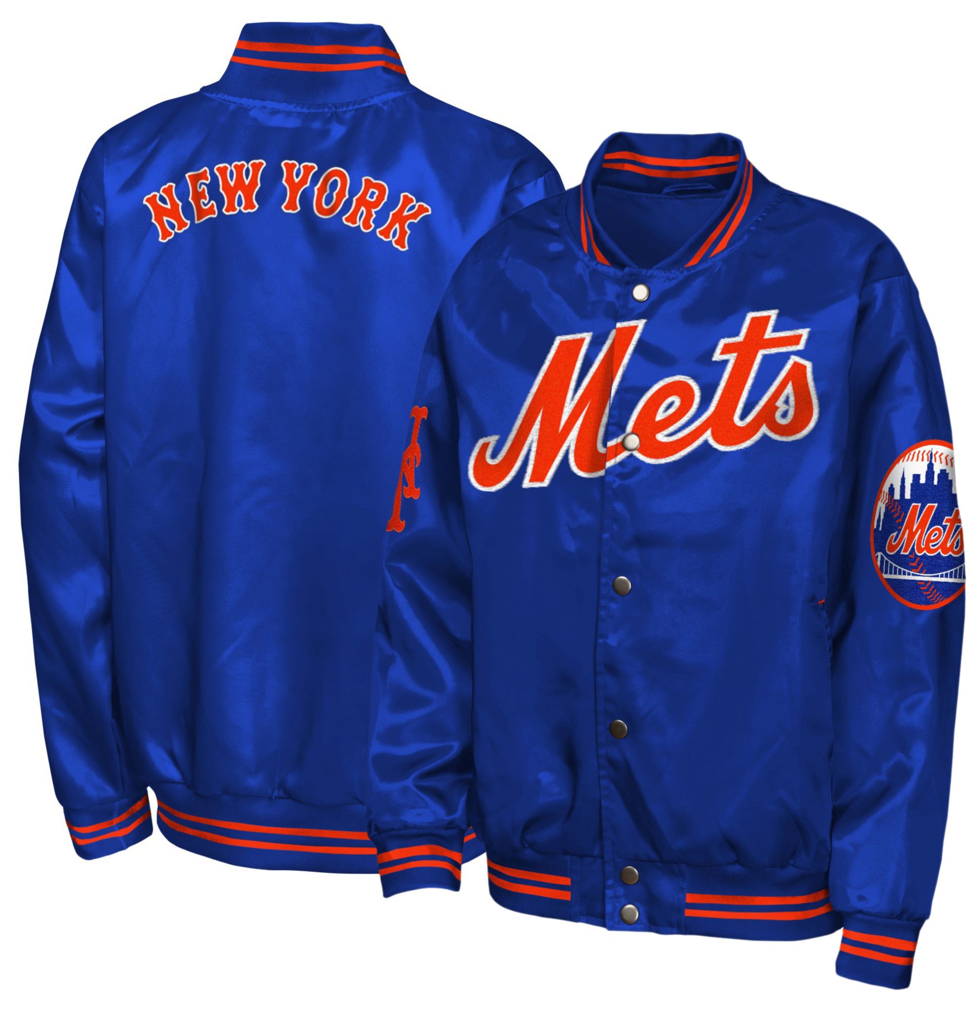 エアロエキップフルスーツMLB MLB Team Apparel Youth New York Mets Tailsweep Satin Jacket