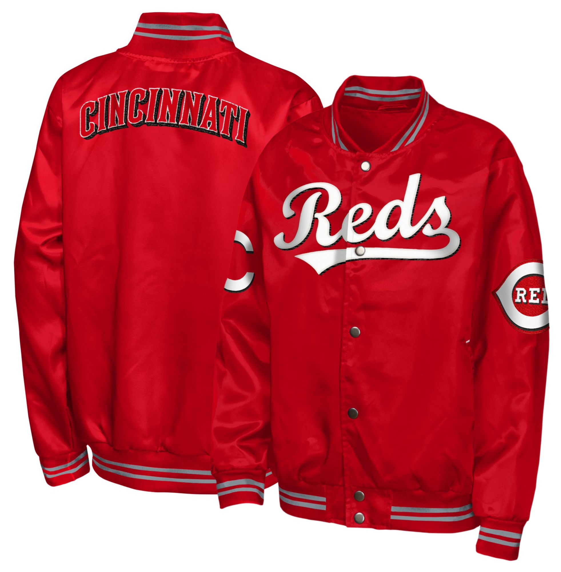 CINCINNATI REDS ジャケット 赤 MLB Team Apparel Youth Cincinnati Reds Tailsweep Satin Jacket