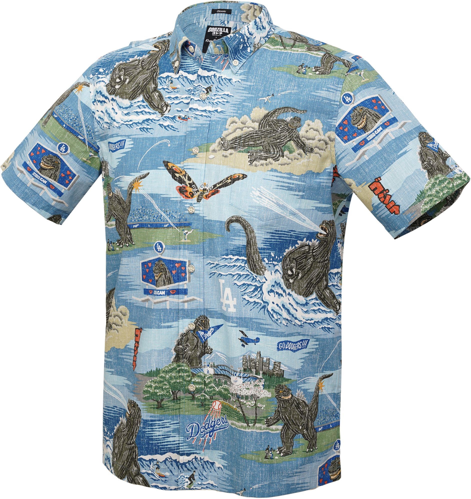 reyn spooner くーどさま Reyn Spooner Men's Los Angeles Dodgers Blue Godzilla Button T