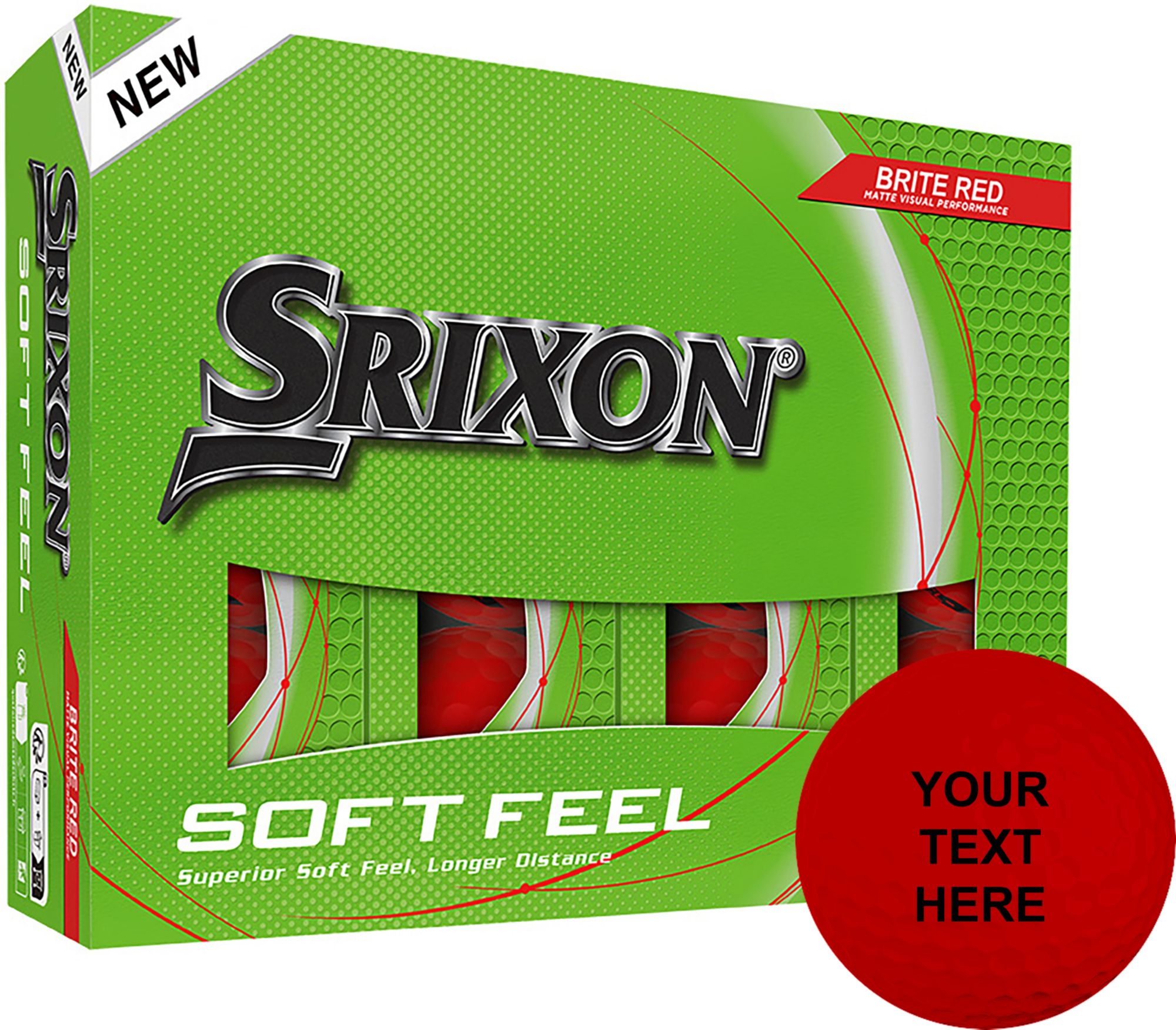 Srixon 2025 Soft Feel Brite Matte Red Personalized Golf Balls